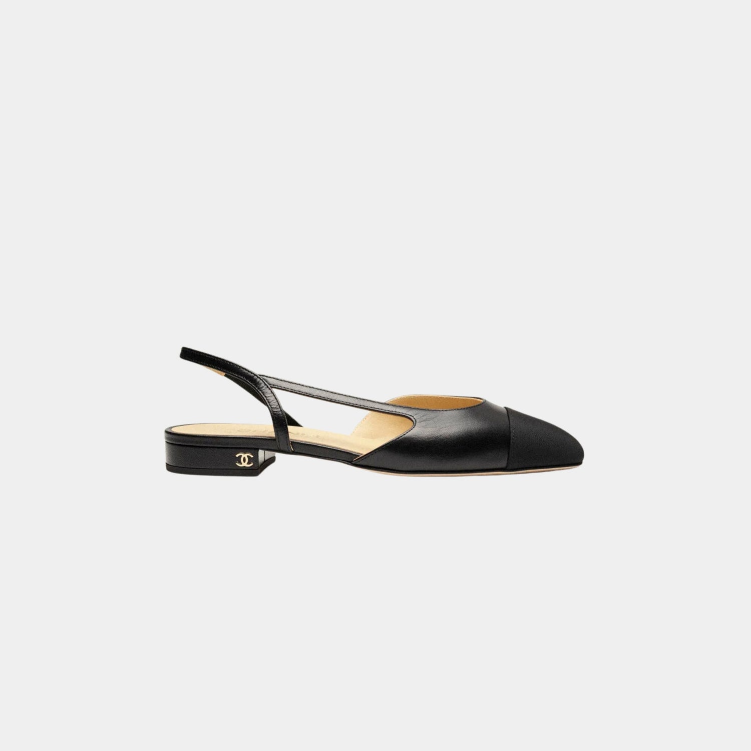 Chanel Slingback in Goatskin and Grosgrain, Black, Side