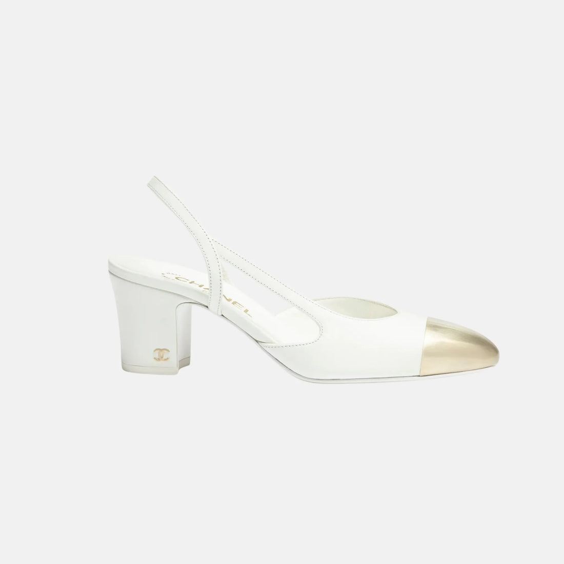 Chanel Slingback Heels in Calfskin and Metal, Side