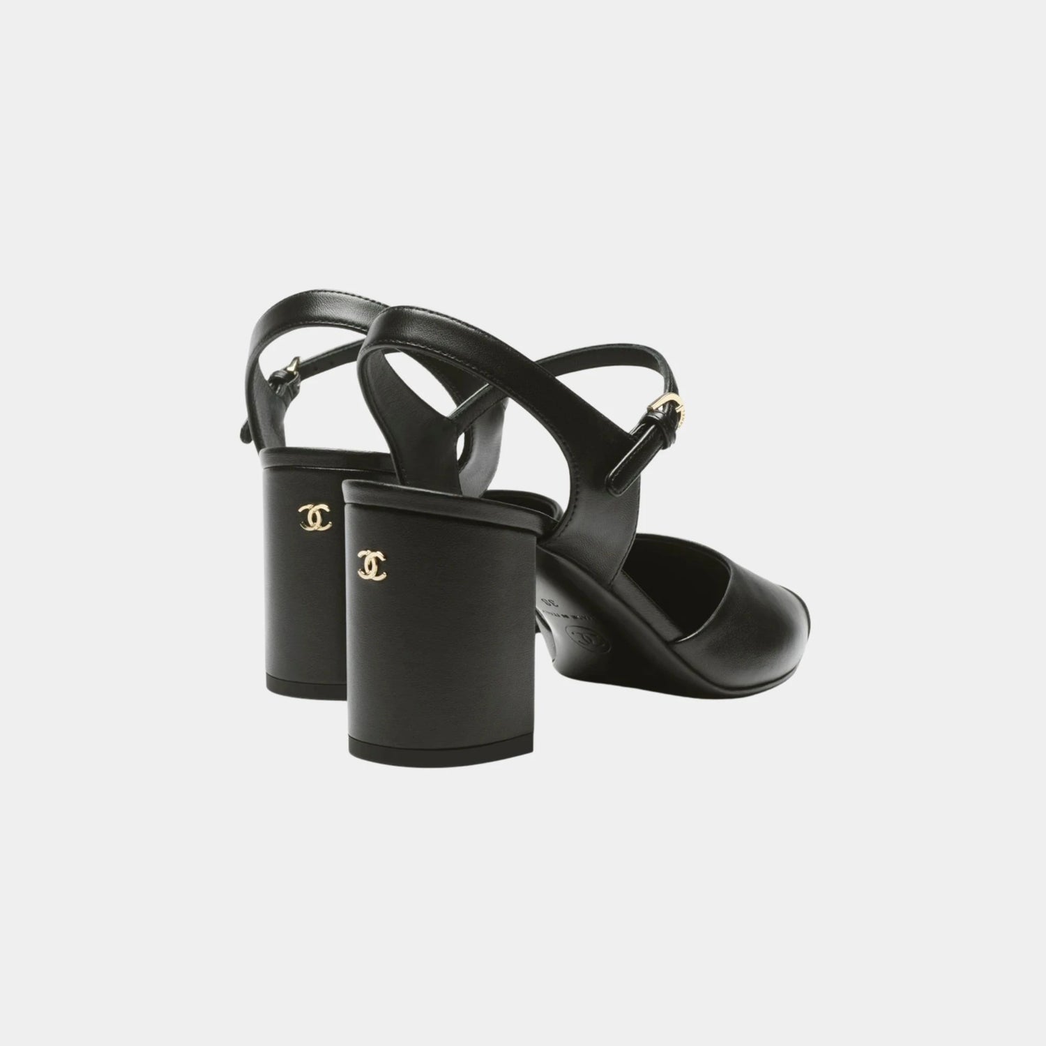 Chanel Slingback in Lambskin and Grosgrain, Black, Back