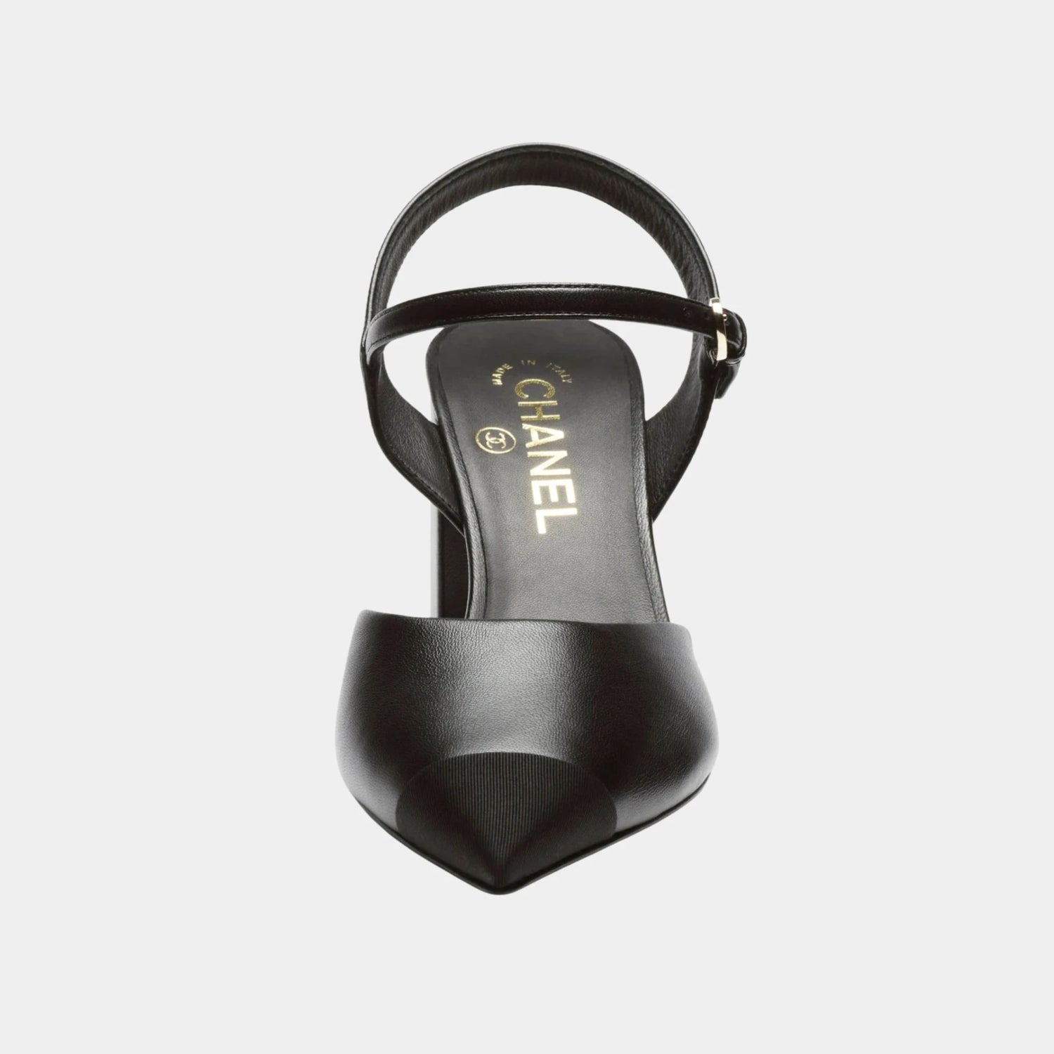 Chanel Slingback in Lambskin and Grosgrain, Black, Front