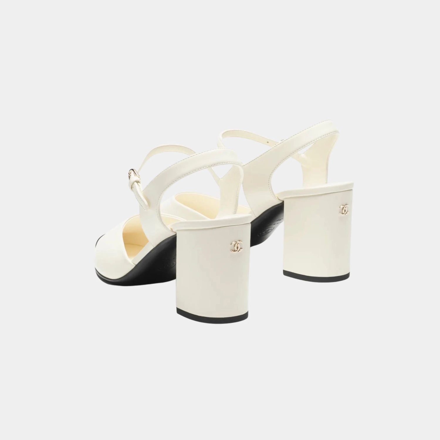 Chanel Slingback in Lambskin and Grosgrain, Black, Ivory, Back