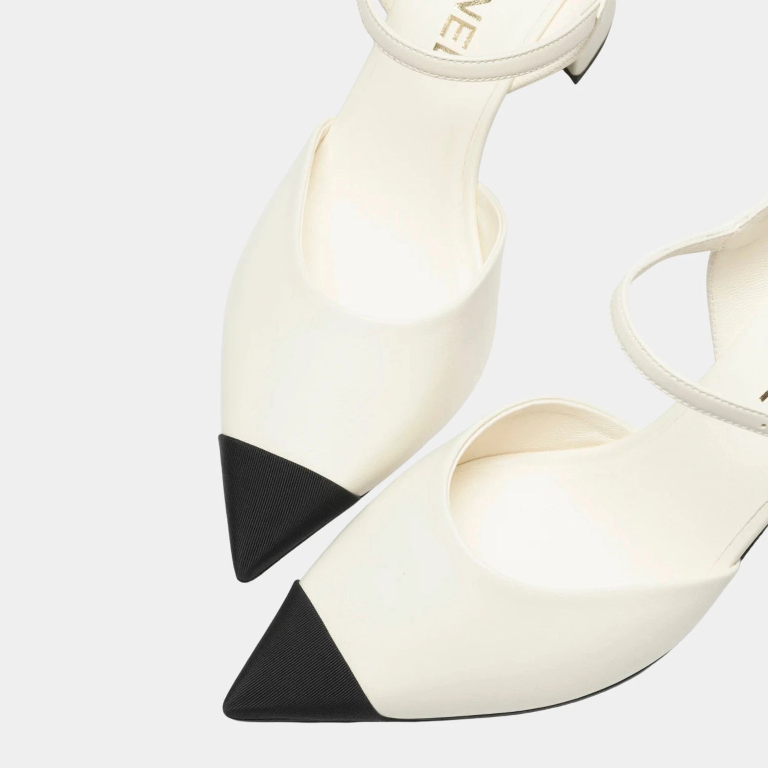 Chanel Slingback in Lambskin and Grosgrain, Black, Ivory, Top