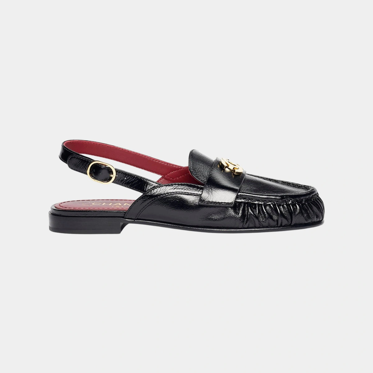 Slingbacks Crinkled Shiny Lamb Black