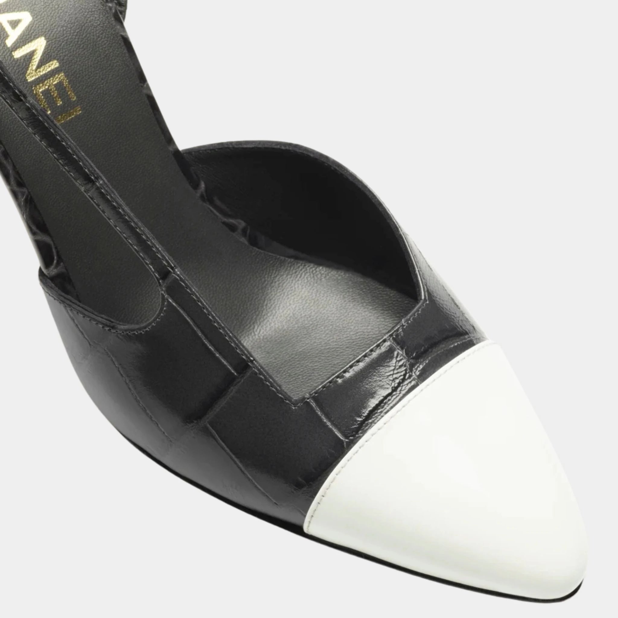 Chanel Slingbacks Crocodile Embossed Calfskin &amp; Patent Calfskin