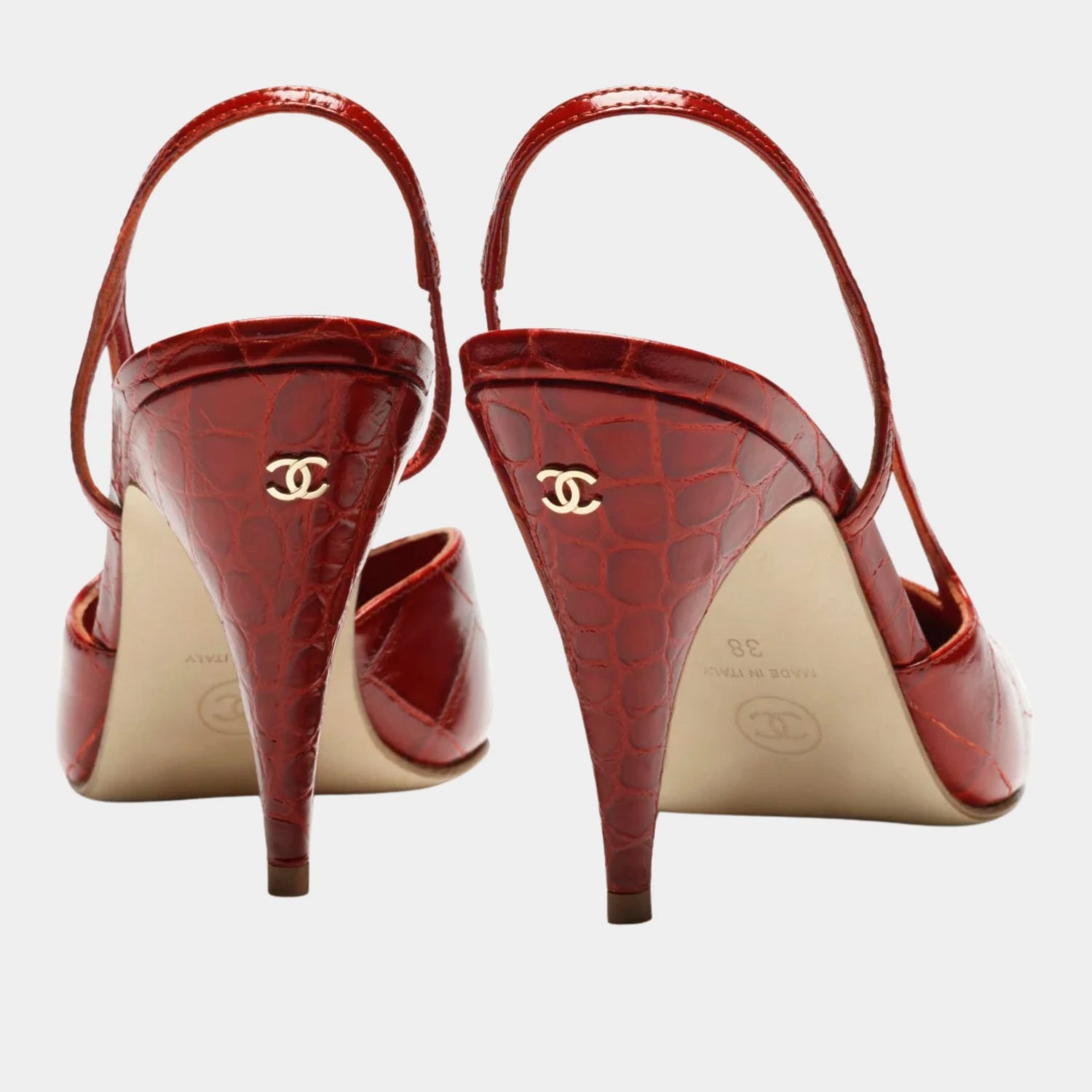 Chanel Slingbacks Crocodile Embossed Calfskin &amp; Patent Calfskin