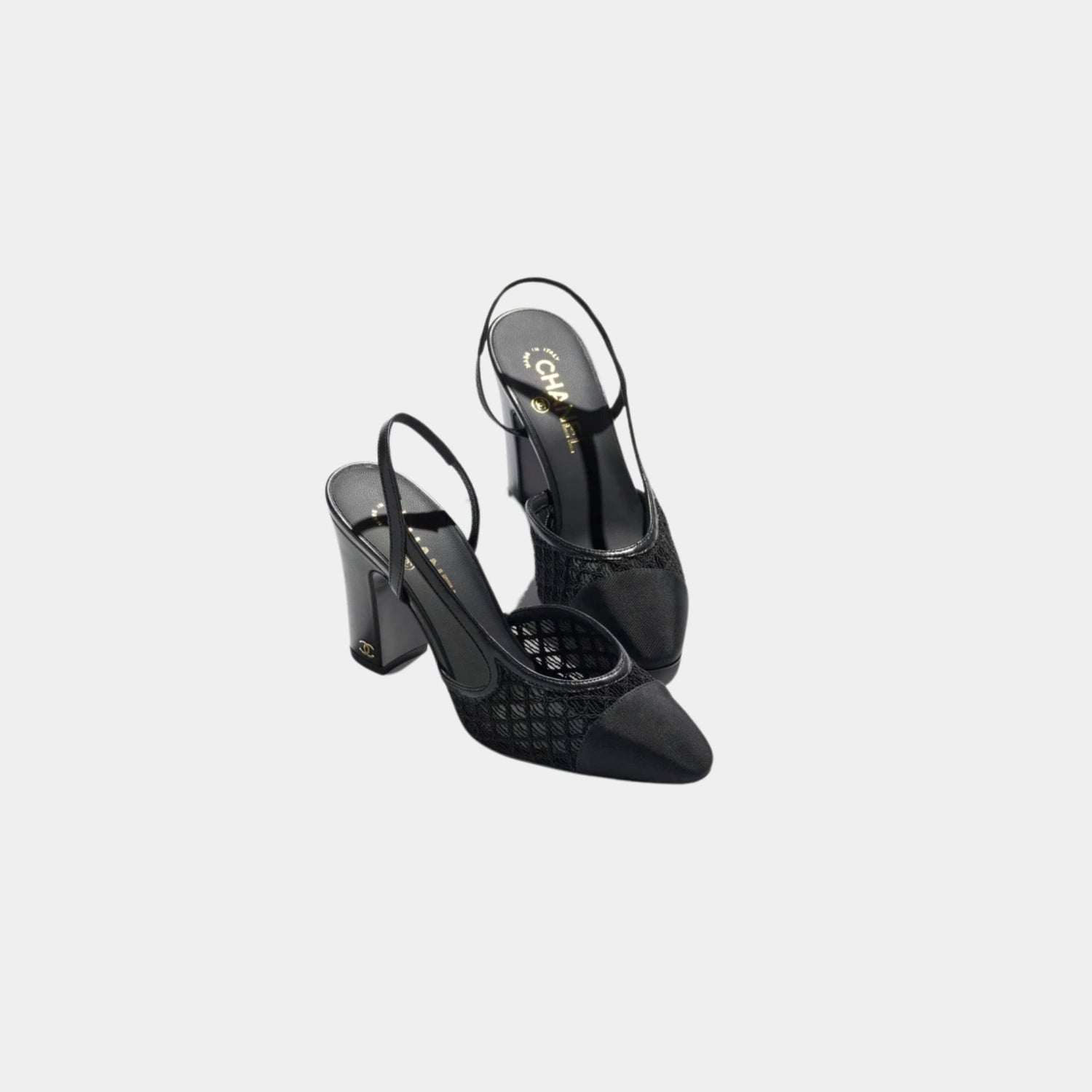 Chanel Slingbacks In Embroidery and Grosgrain, Black, Top