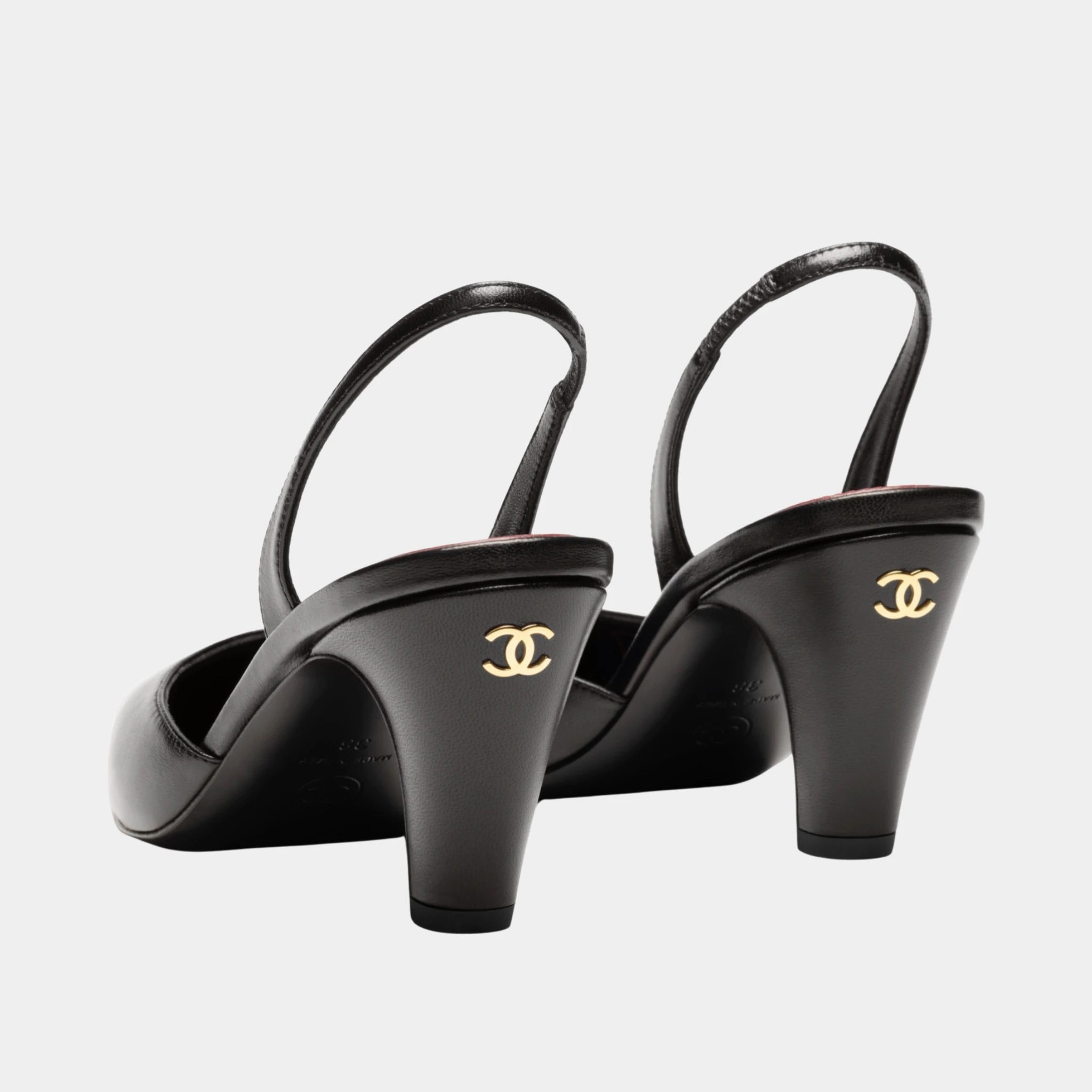 Chanel Slingbacks in Lambskin &amp; Patent Calfskin, Black, Back