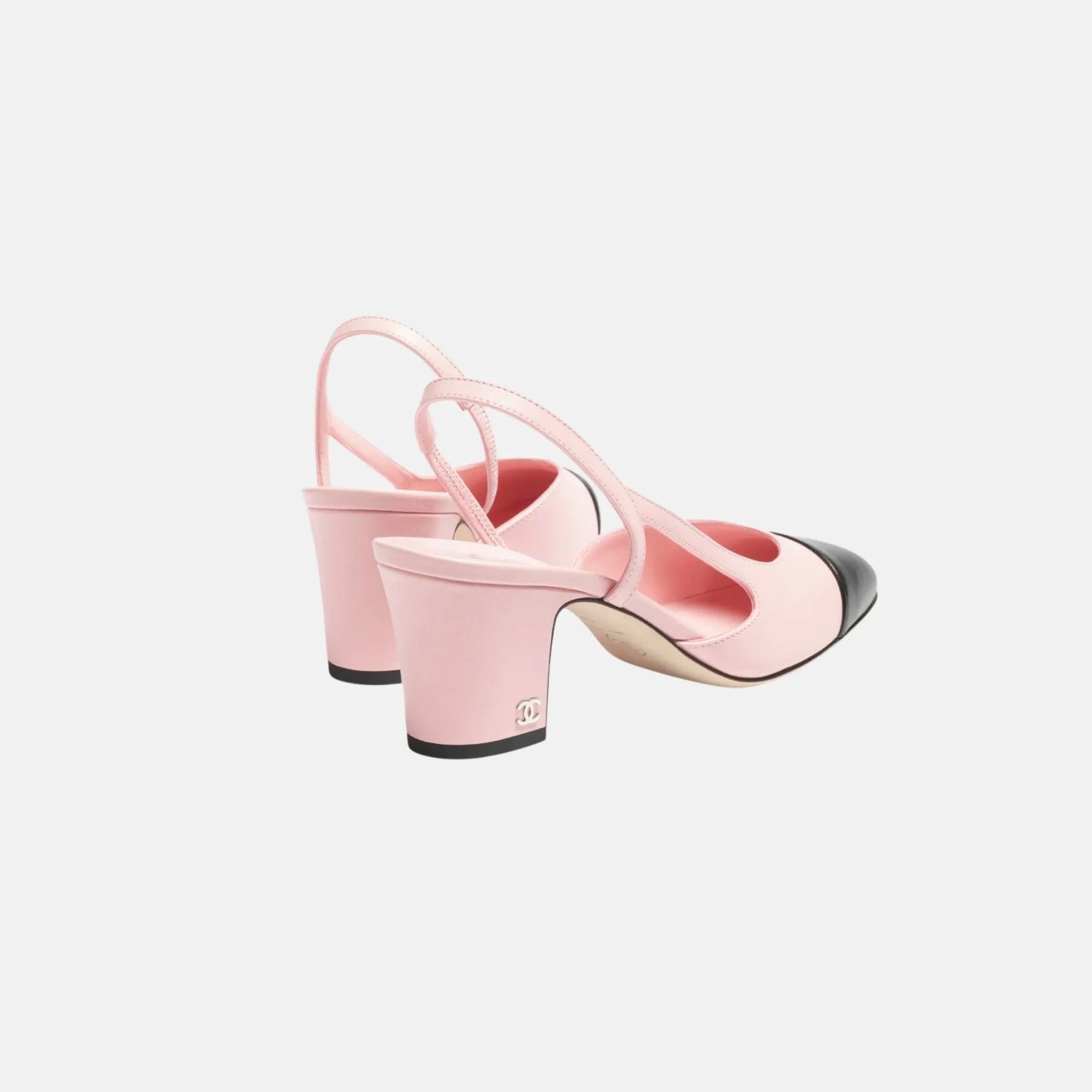 Chanel Slingbacks in Light Pink and Black, Light Pink, Back