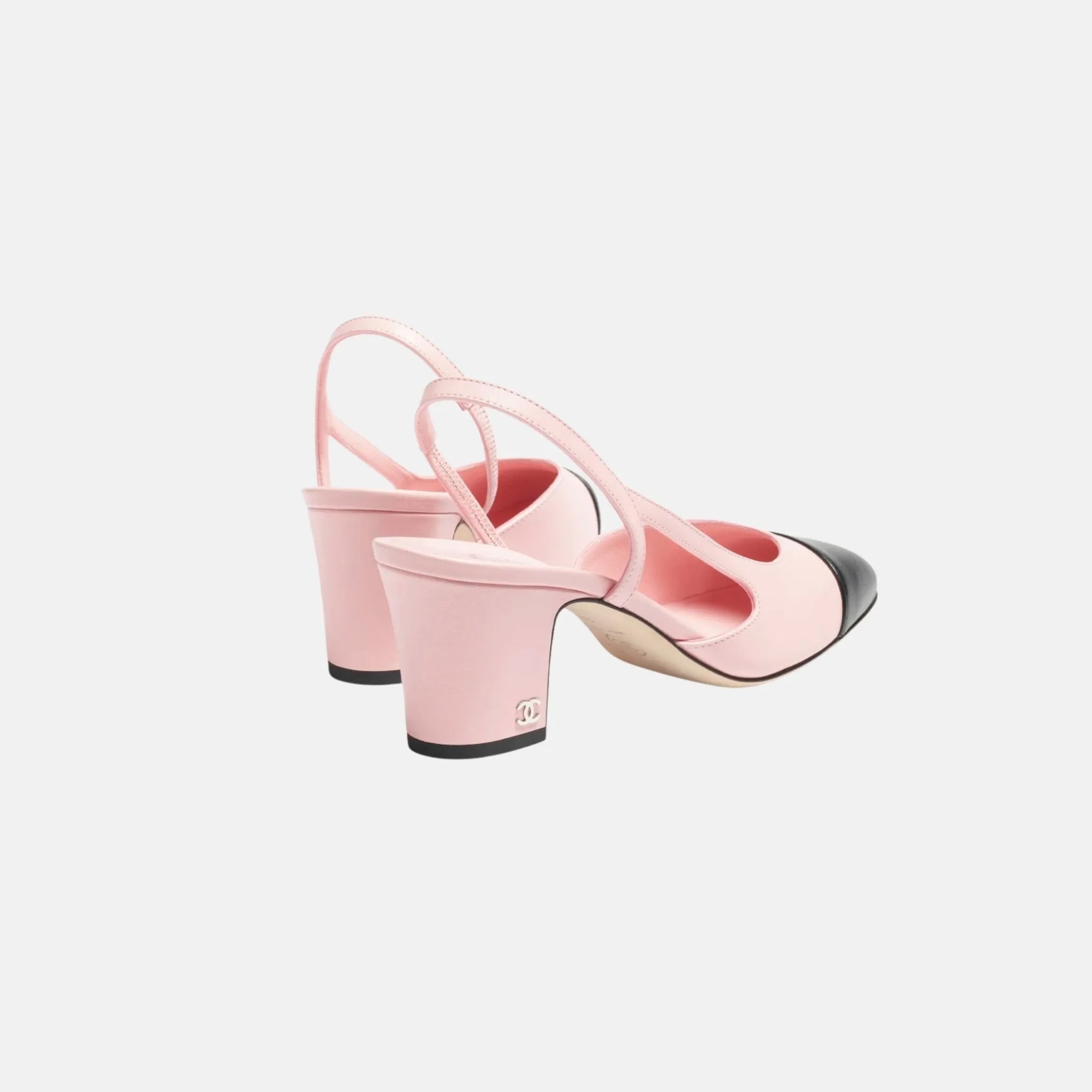 Chanel Slingbacks in Light Pink and Black, Light Pink, Back