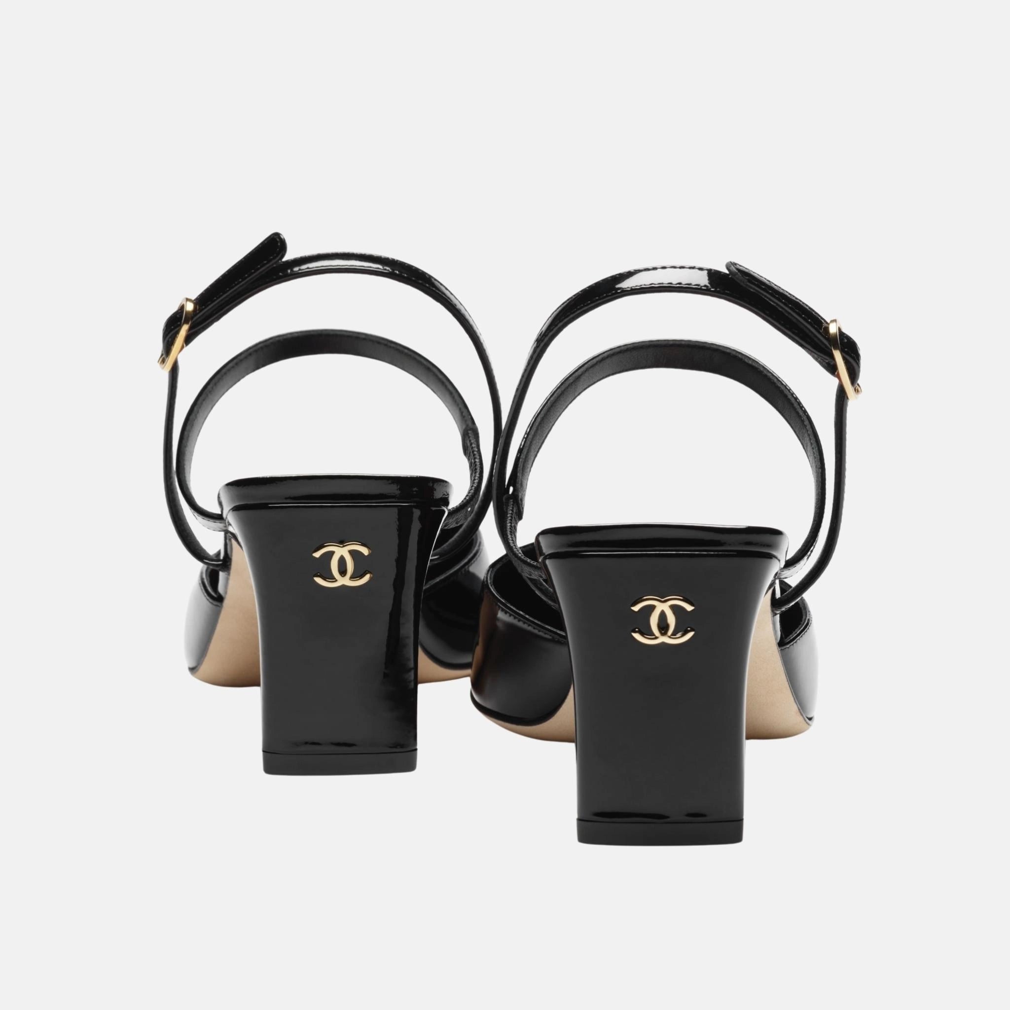 Slingbacks in Patent Calfskin
