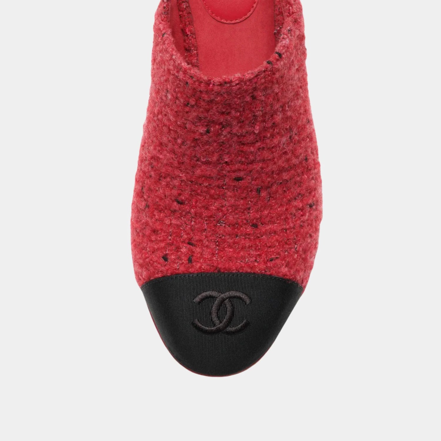 Chanel Slingbacks in Tweed and Grosgrain, Red, Black, Top