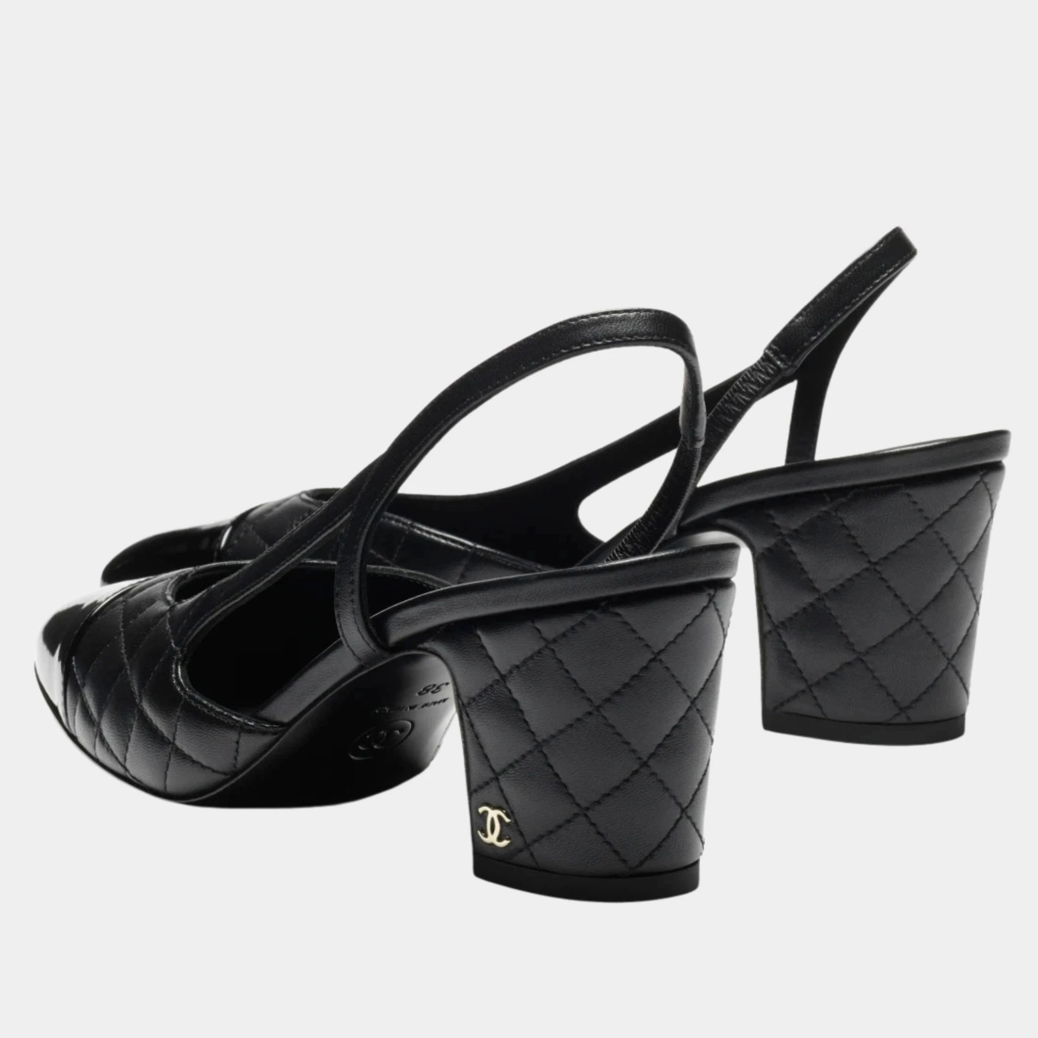 Chanel Slingbacks Lamb &amp; Varnished Calf Black, Back