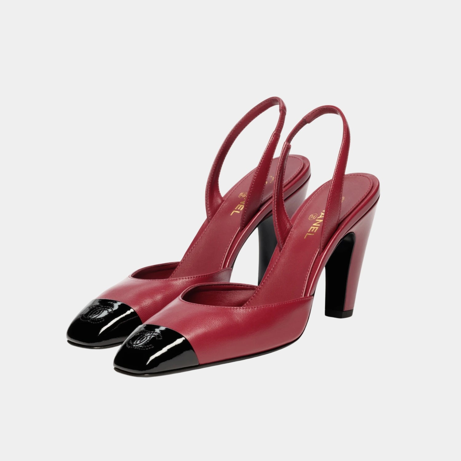 Chanel Slingbacks Lambskin &amp; Patent Calfskin in Burgundy &amp; Black, Front