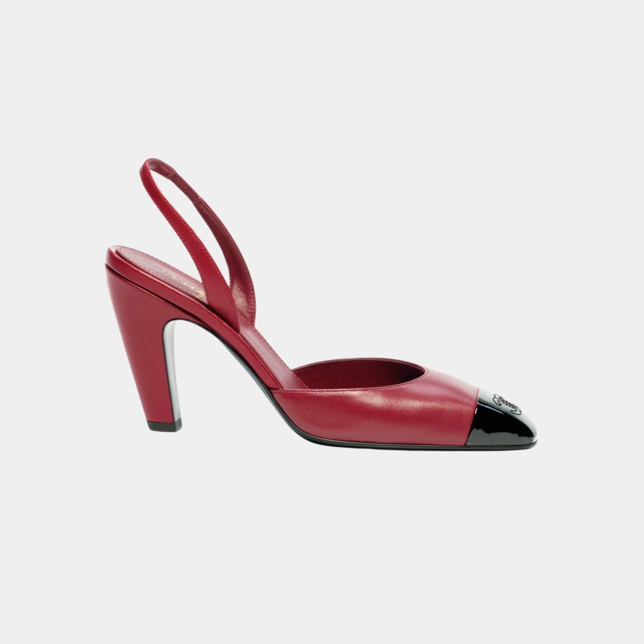 Chanel Slingbacks Lambskin &amp; Patent Calfskin in Burgundy &amp; Black, Side