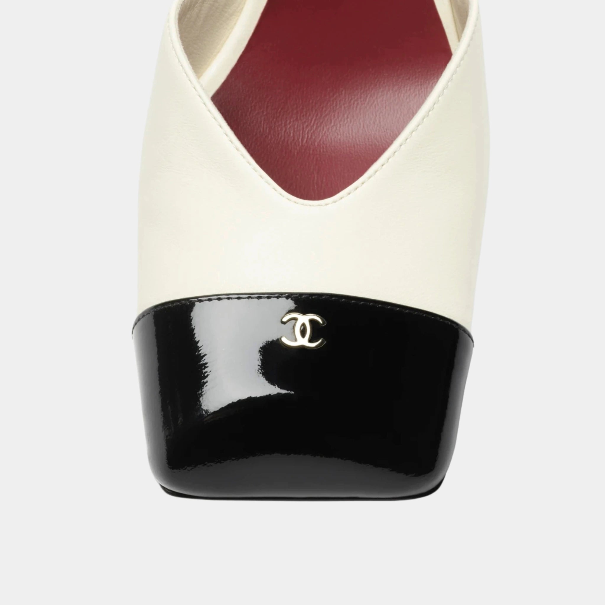 Chanel Slingbacks in Lambskin and Patent Calfskin, Ivory, Black, Top