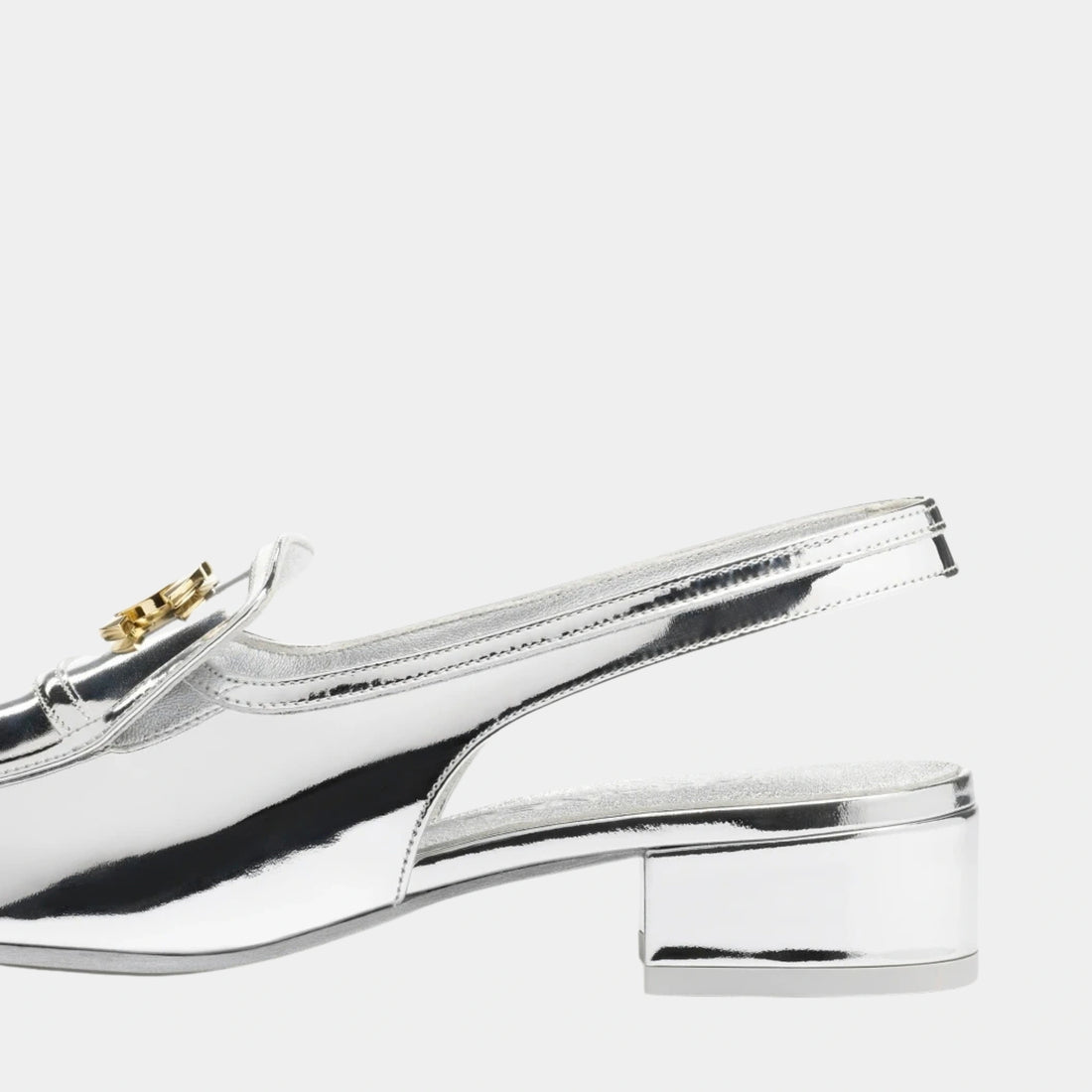 Chanel Slingbacks Laminated Calfskin Silver
