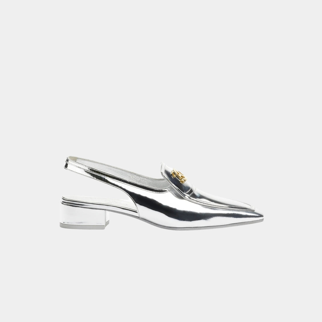 Chanel Slingbacks Laminated Calfskin Silver