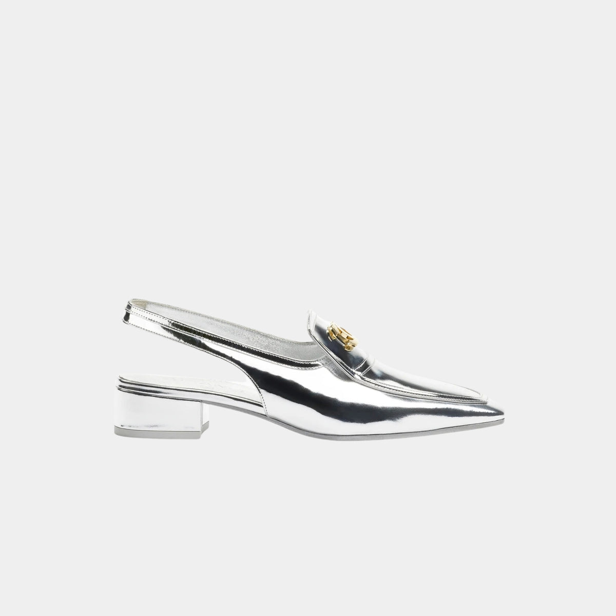 Chanel Slingbacks Laminated Calfskin Silver