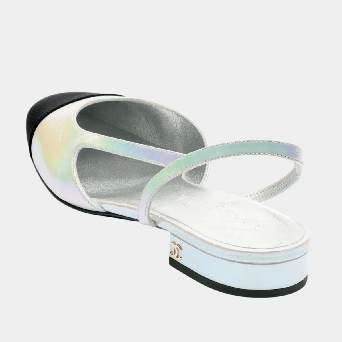 Chanel Slingbacks Laminated Crumpled Lambskin &amp; Grosgrain