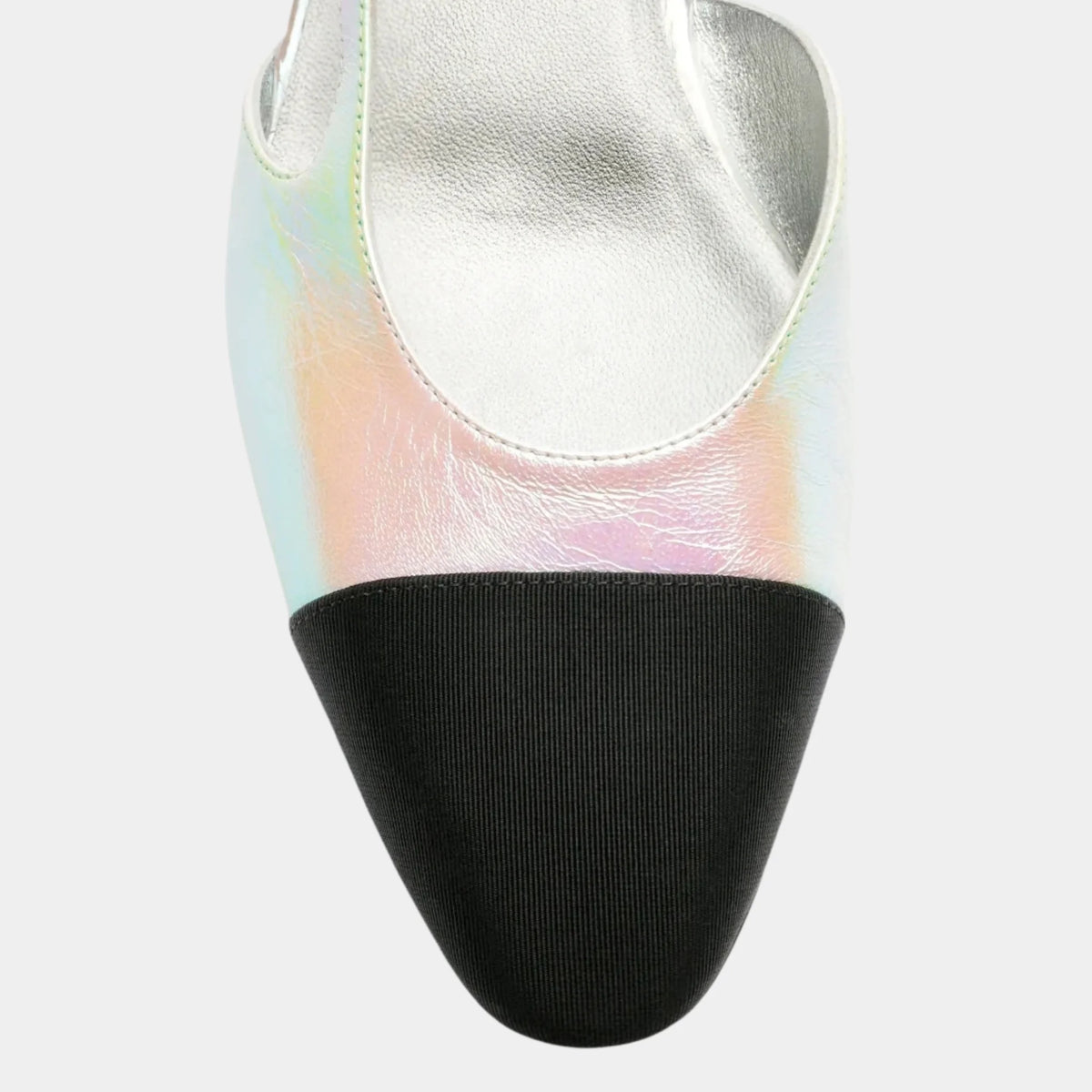Chanel Slingbacks Laminated Crumpled Lambskin &amp; Grosgrain