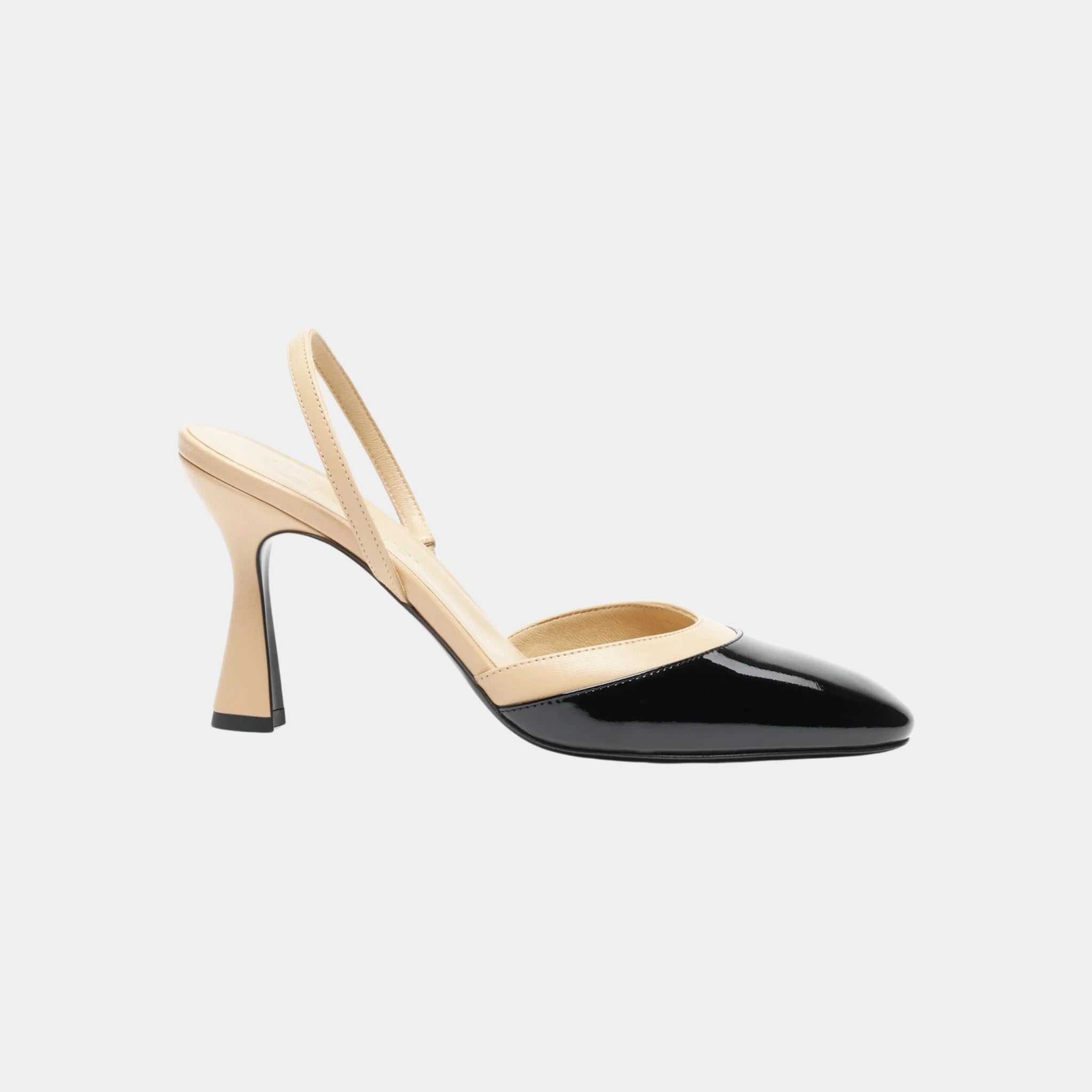Chanel Slingbacks in Patent Calfskin &amp; Lambskin, Beige, Side