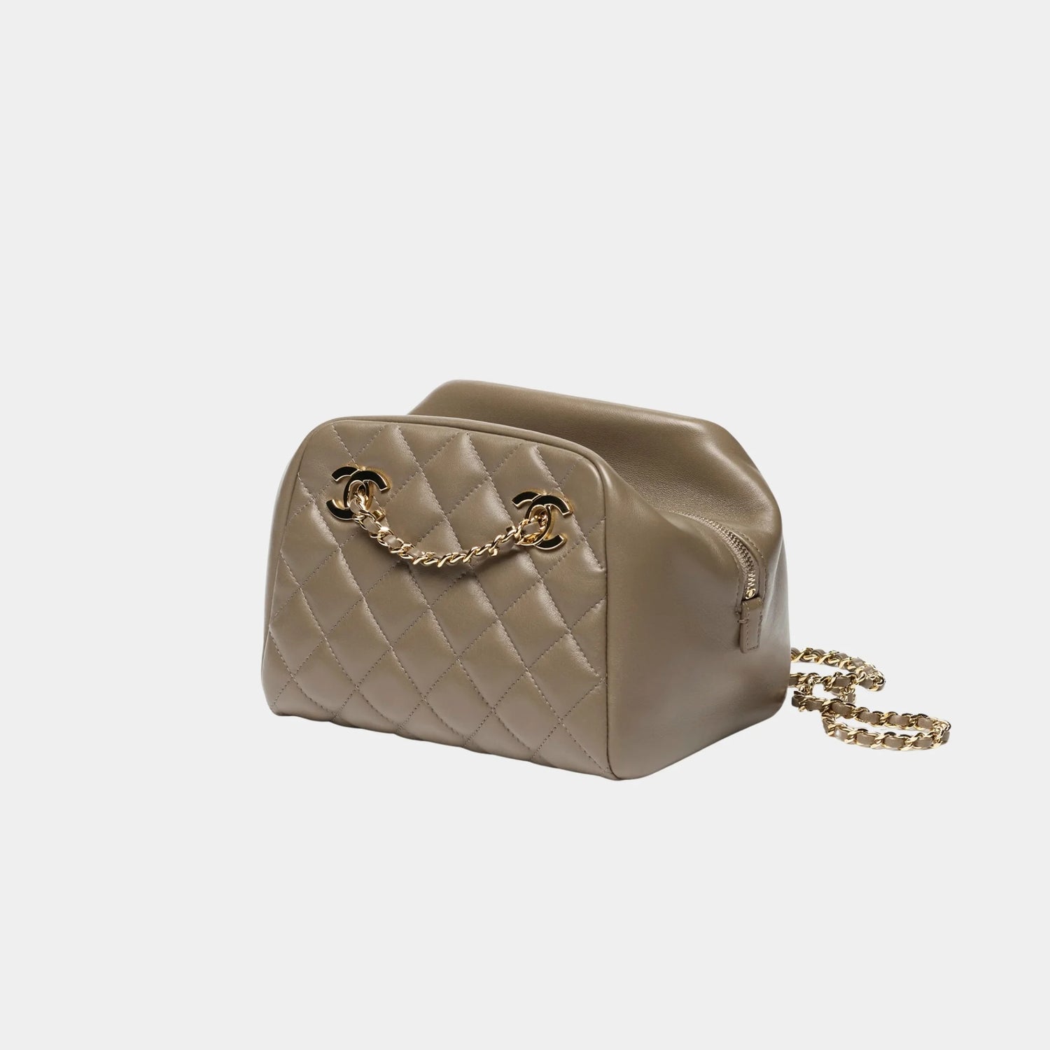 Hermes Small Bowling Bag in Dark Khaki Lambskin, Side