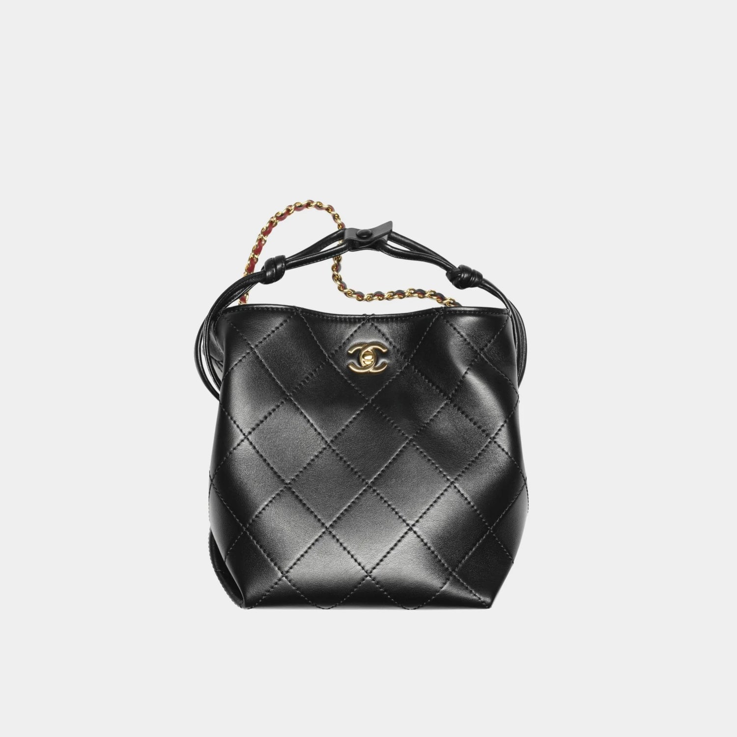 Chanel Small Bucket Bag Lambskin Black