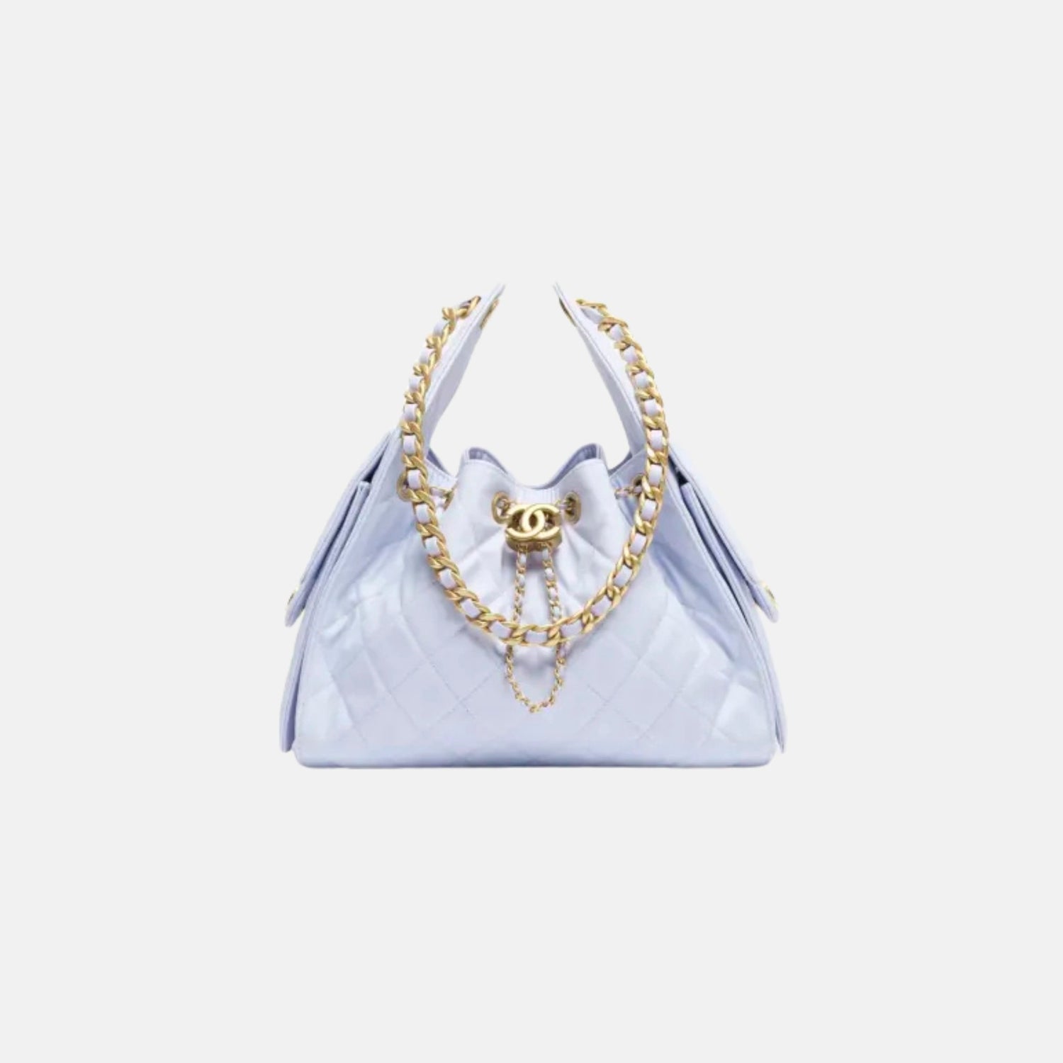 Chanel Small Chanel 25 Bag in Canvas and Gold Metal, Lilac, Front