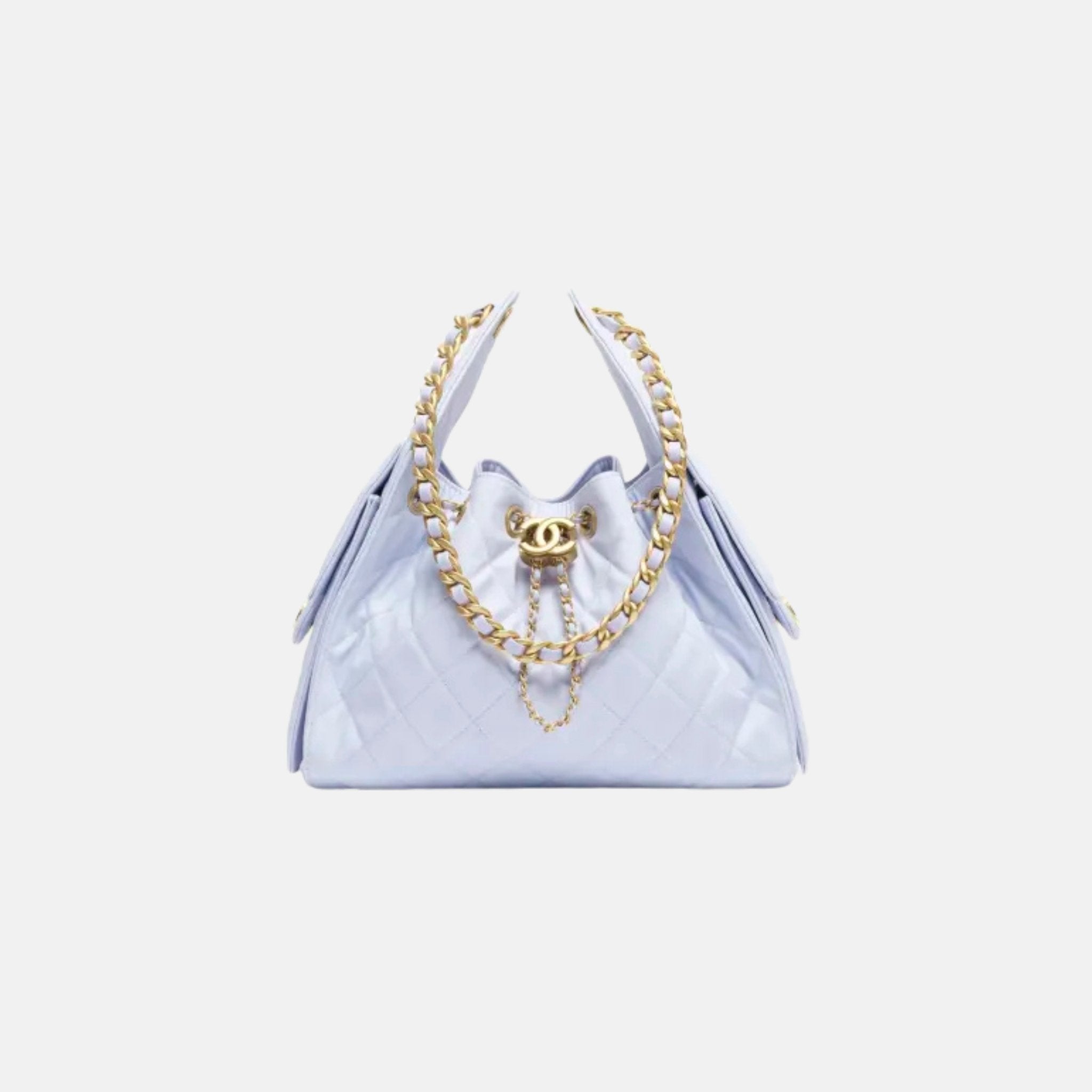 Chanel Small Chanel 25 Bag in Canvas and Gold Metal, Lilac, Front