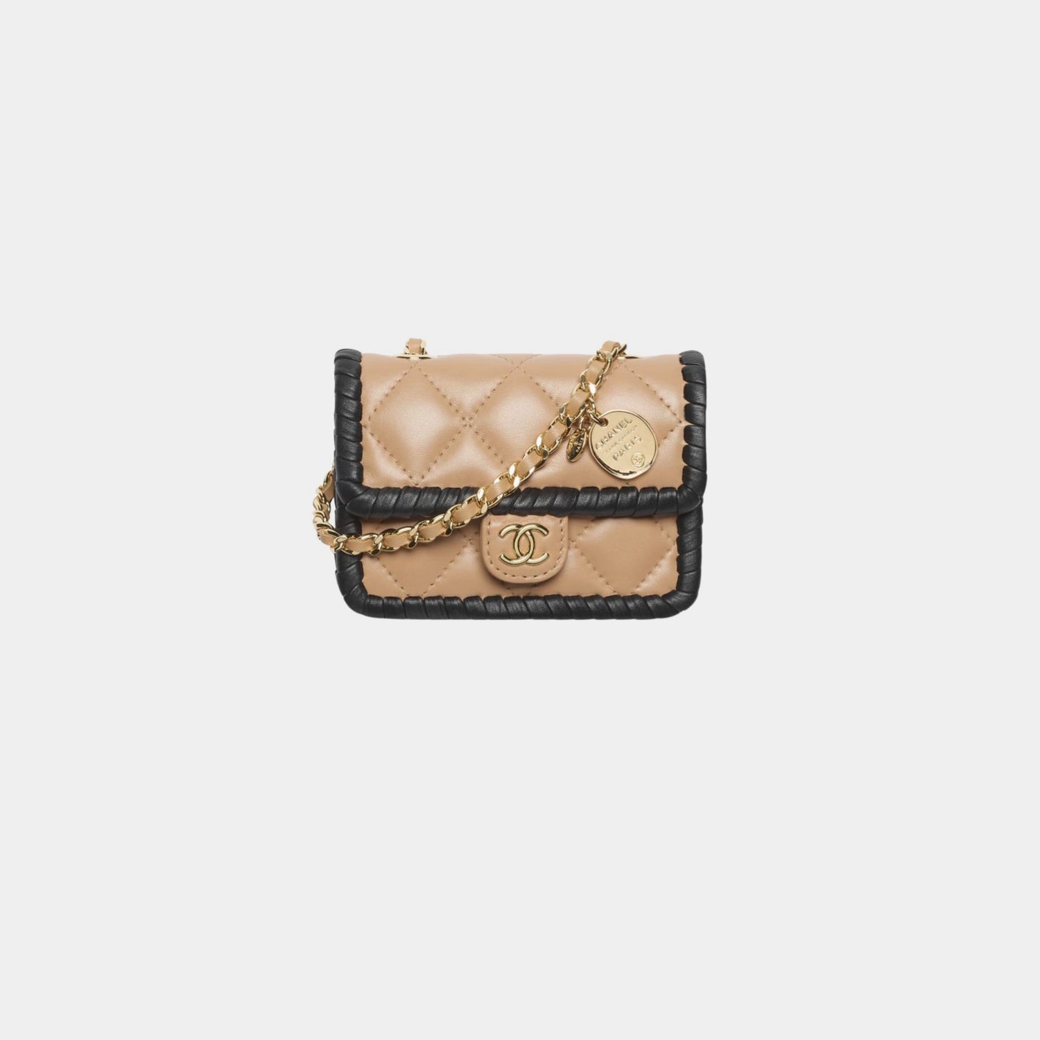 Small Clutch With Chain Lambskin Braided Calfskin &amp; Gold Tone Metal