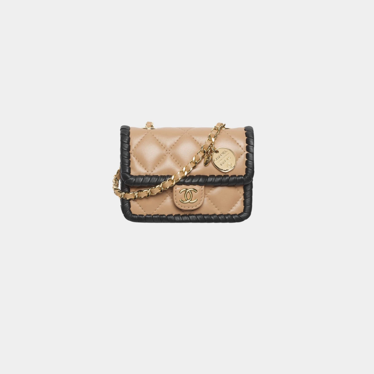 Small Clutch With Chain Lambskin Braided Calfskin & Gold Tone Metal