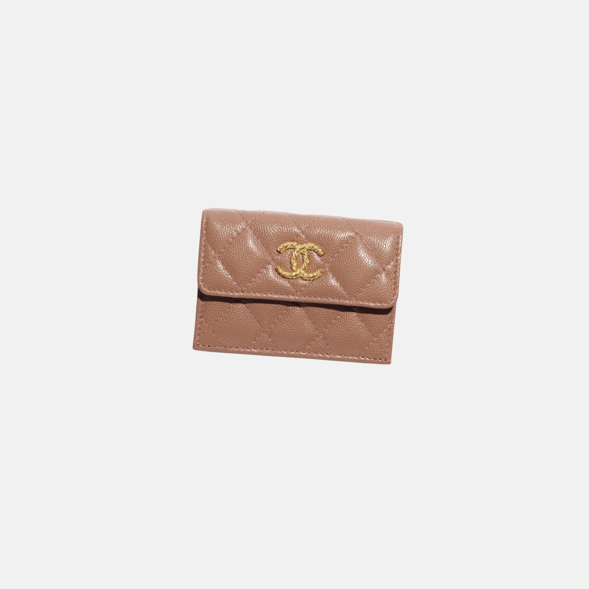 Chanel Small Double Wallet in Grained Calfskin Strass and Gold Tone, Front