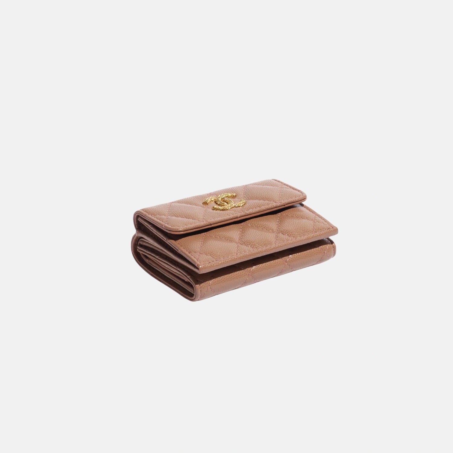Chanel Small Double Wallet in Grained Calfskin Strass and Gold Tone, Side