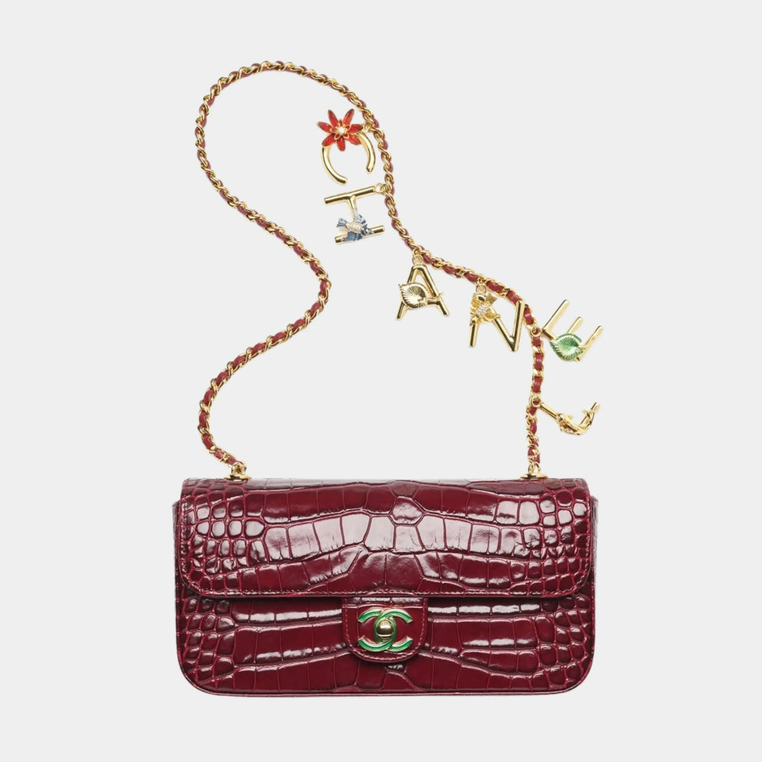 Chanel Small Flap Bag Crocodile-Embossed Calfskin Enamel & Metal