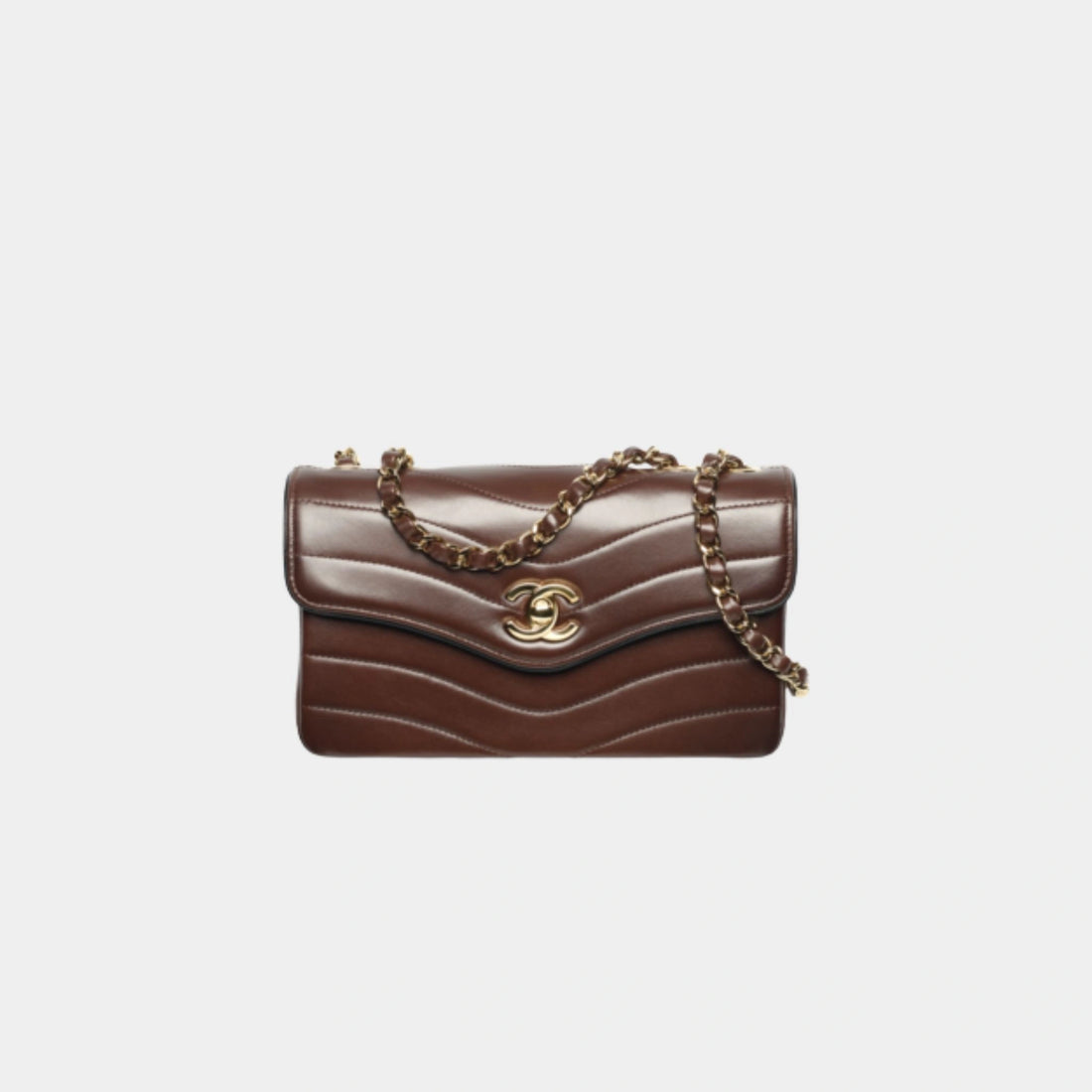Chanel Small Flap Bag Patinated Lambskin & Gold-Tone Metal Dark Brown