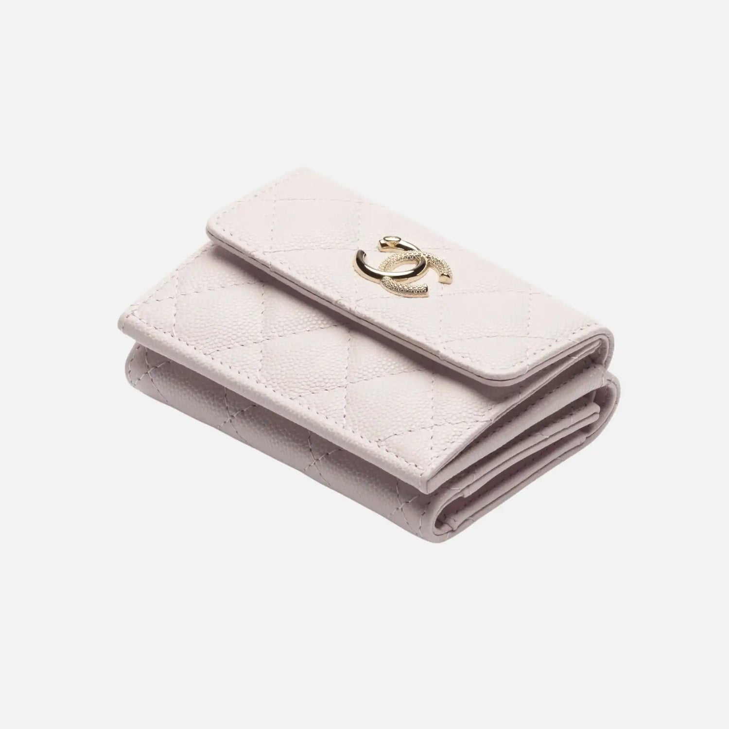 Chanel Small Flap Wallet Shiny Grained Calfskin Strass Gold Tone Metal, Front