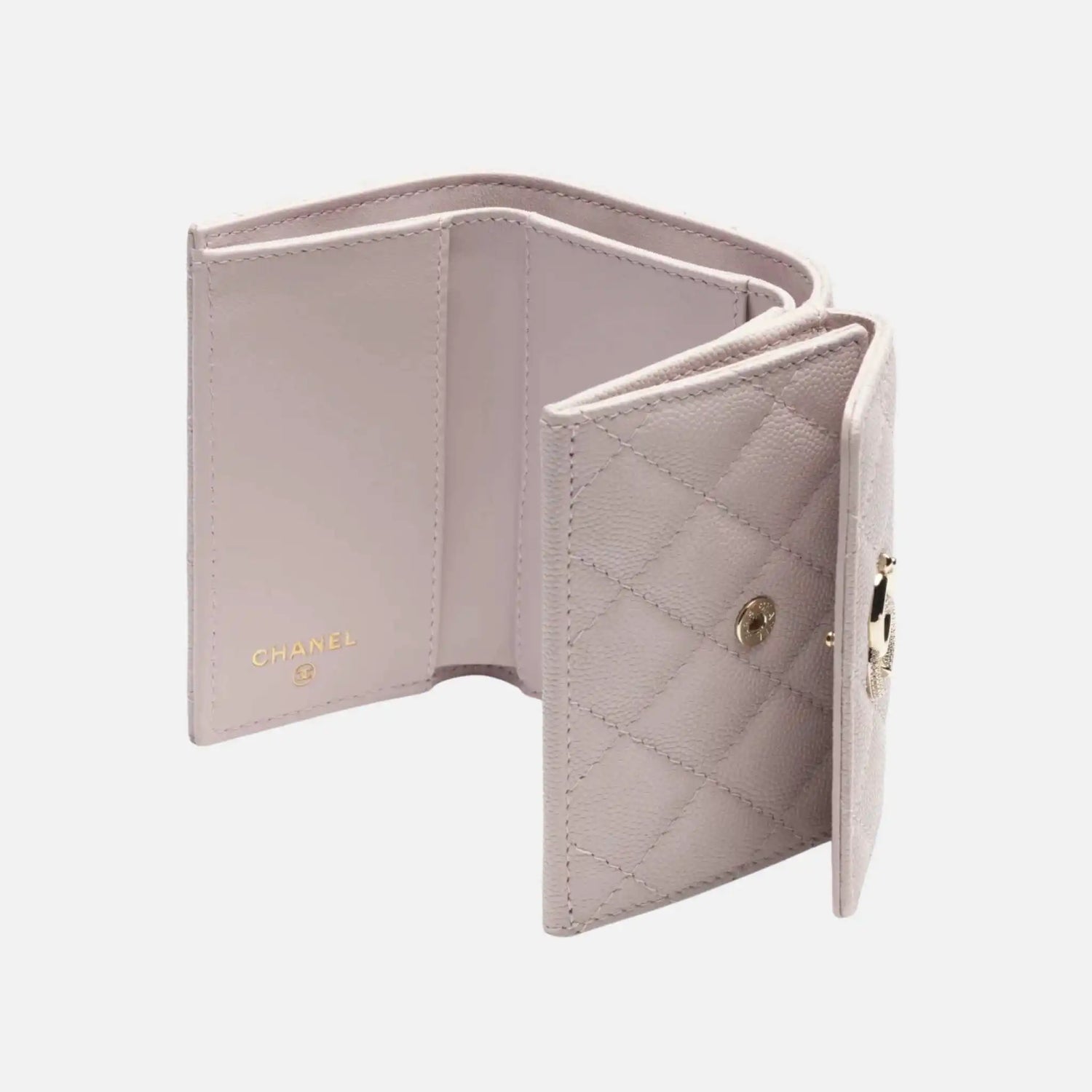 Chanel Small Flap Wallet Shiny Grained Calfskin Strass Gold Tone Metal, Back