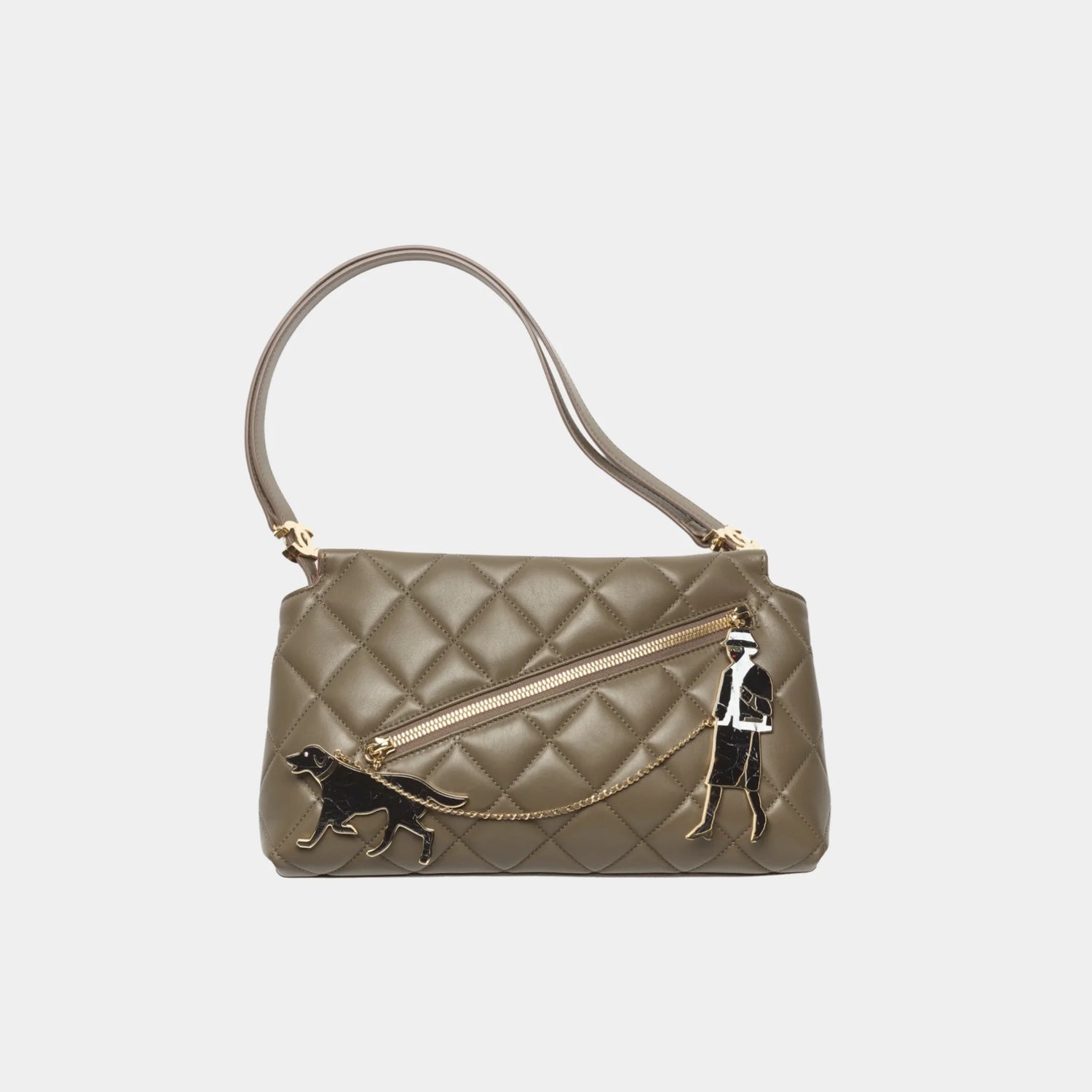 Chanel Small Hobo Bag in Dark Khaki Lambskin, Front