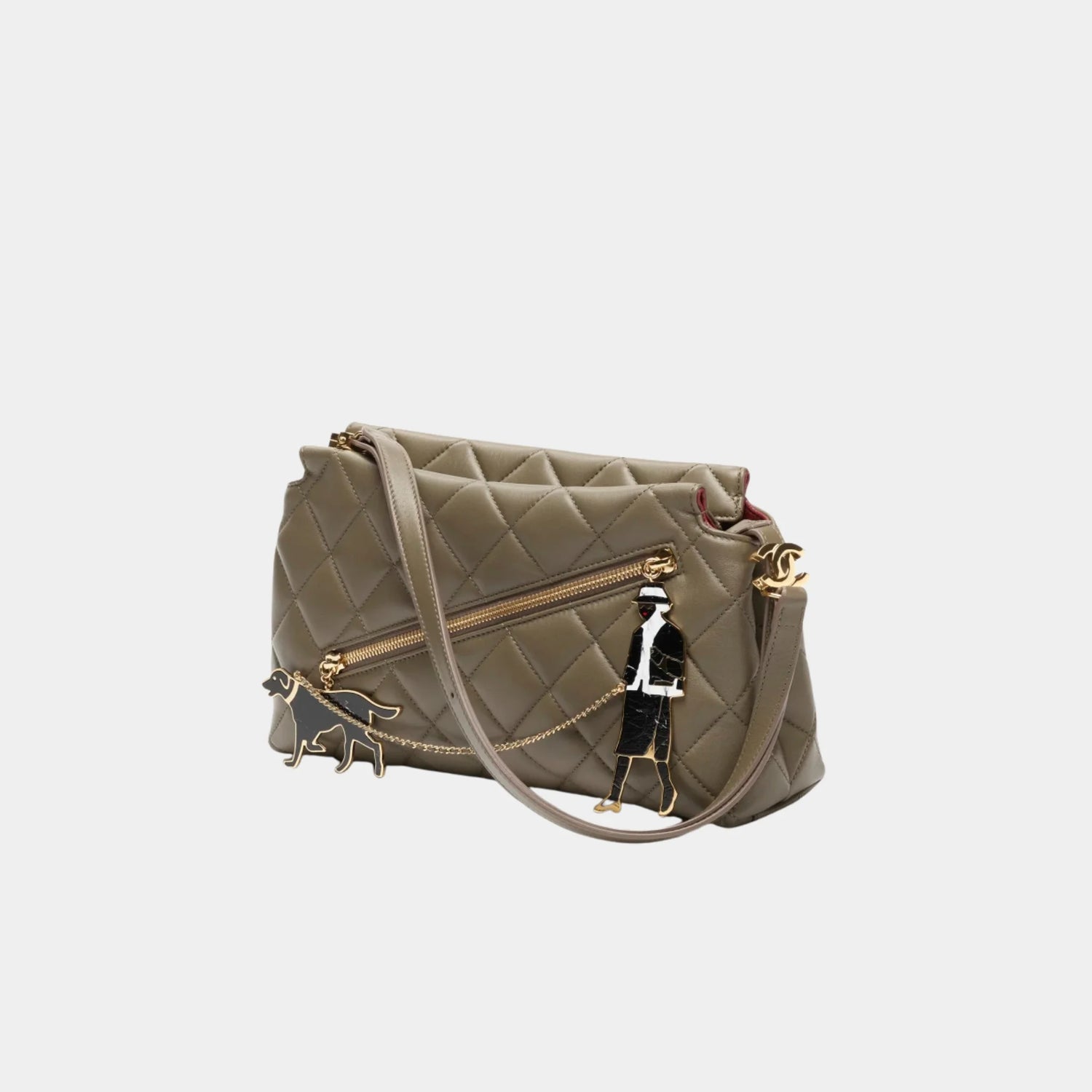Chanel Small Hobo Bag in Dark Khaki Lambskin, Side