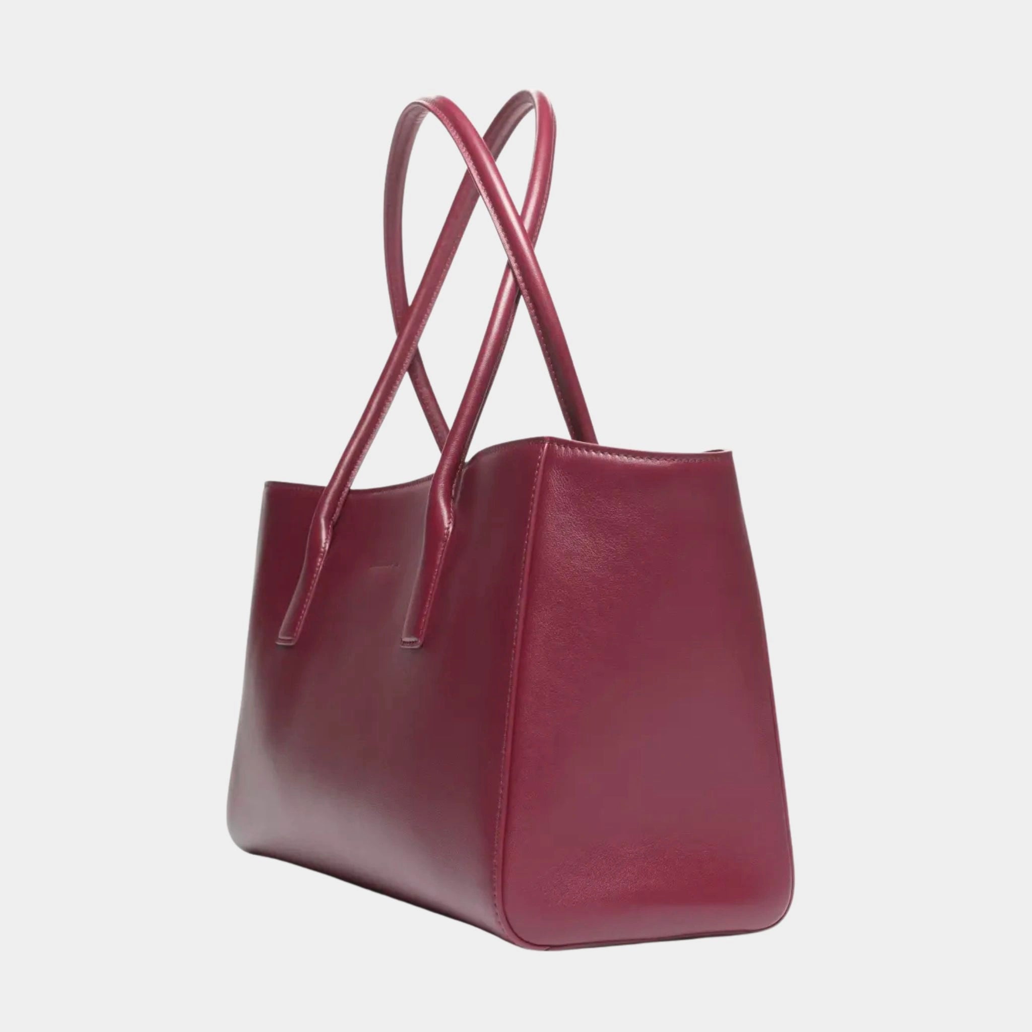 Chanel Small Shopping Bag Calfskin &amp; Gold-Tone Metal, Dark Burgundy, Side