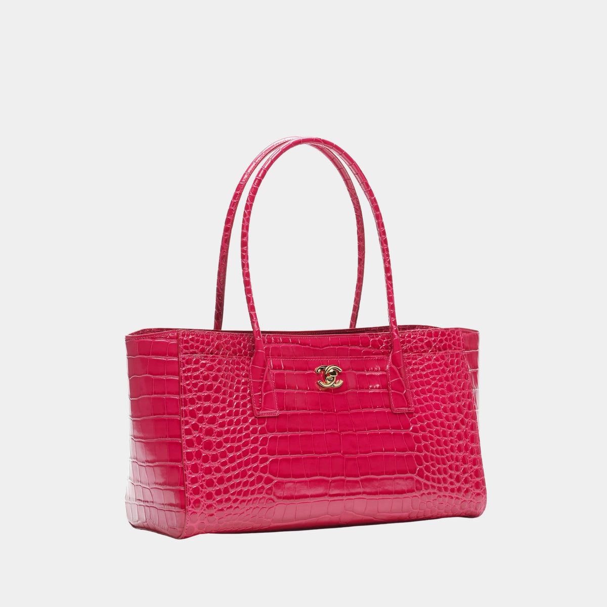 Chanel Small Tote Bag Crocodile-embossed Calfskin &amp; Gold-Tone Metal Fuchsia