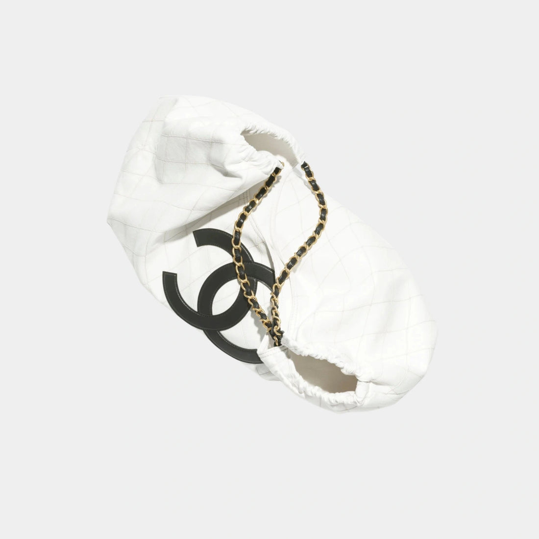 Chanel Small Tote Bag Denim Calfskin & Gold Metal Black & White