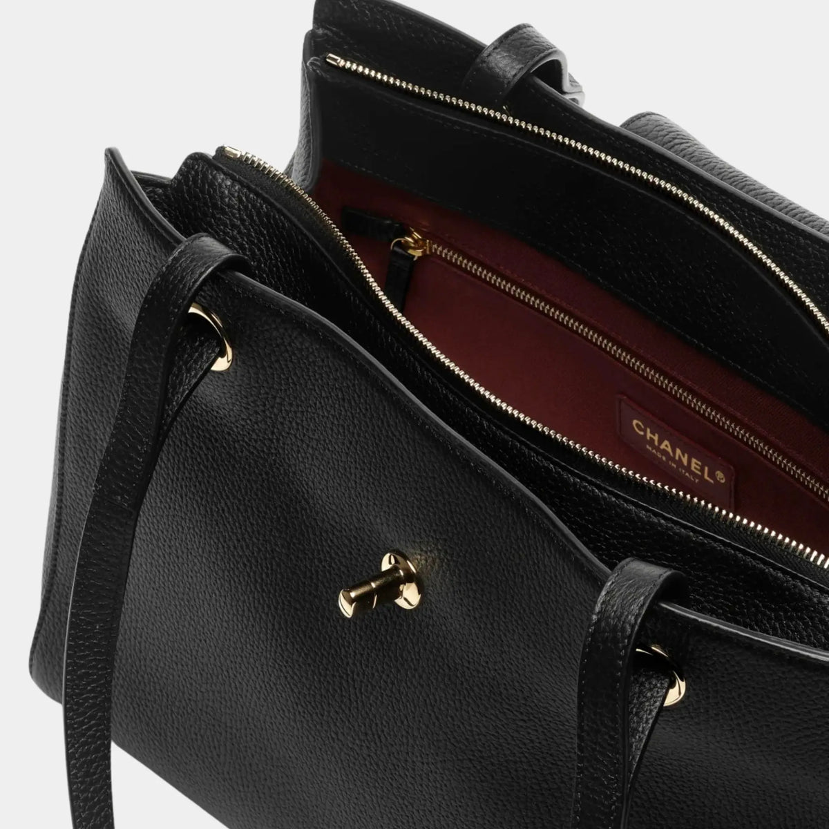 Chanel Small Tote Bag Grained Calfskin &amp; Gold-Tone Metal Black
