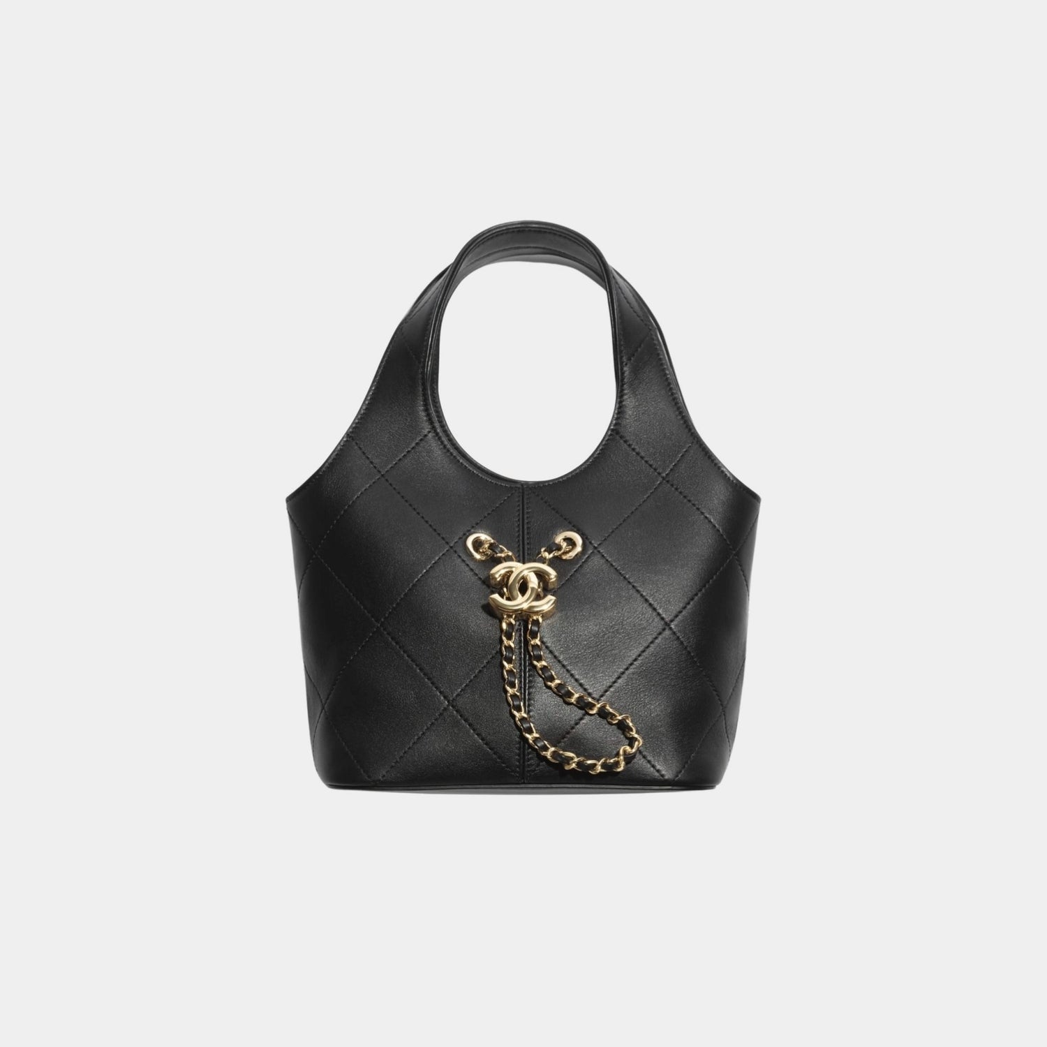 Chanel Small Tote Calfskin &amp; Gold Tone Metal Black, Front 