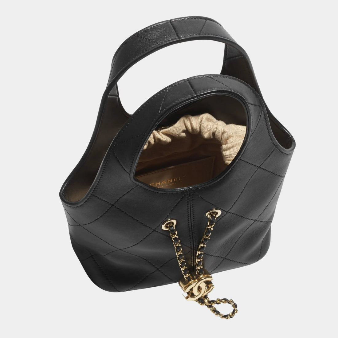 Chanel Small Tote Calfskin & Gold Tone Metal Black, Top