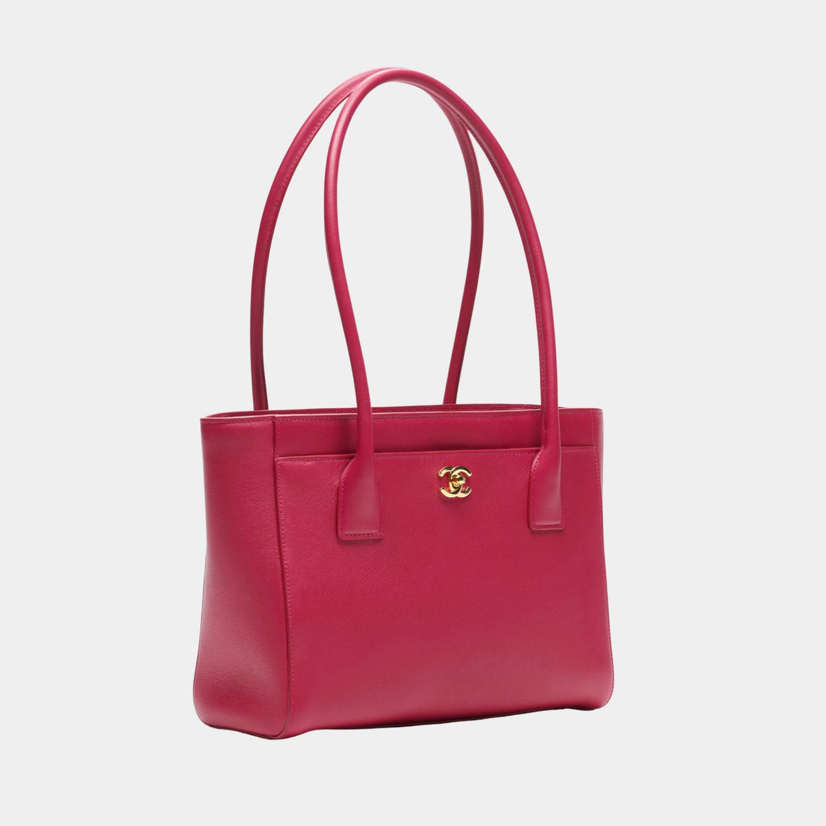 Chanel Small Tote Calfskin &amp; Gold-Tone Metal Fuchsia, front