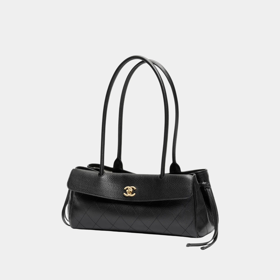 Chanel Small Tote in Grained Calfskin & Gold-Tone Metal, Black, Front