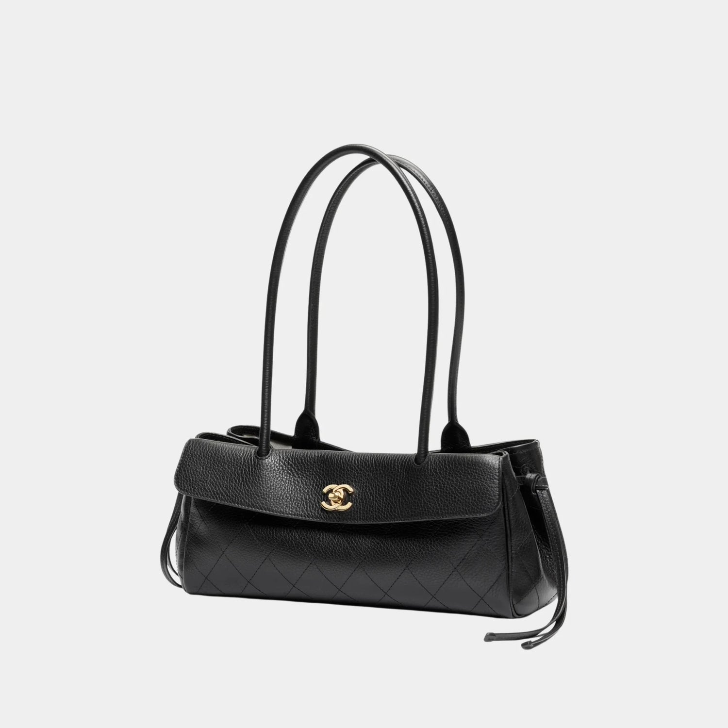 Chanel Small Tote in Grained Calfskin &amp; Gold-Tone Metal, Black, Front