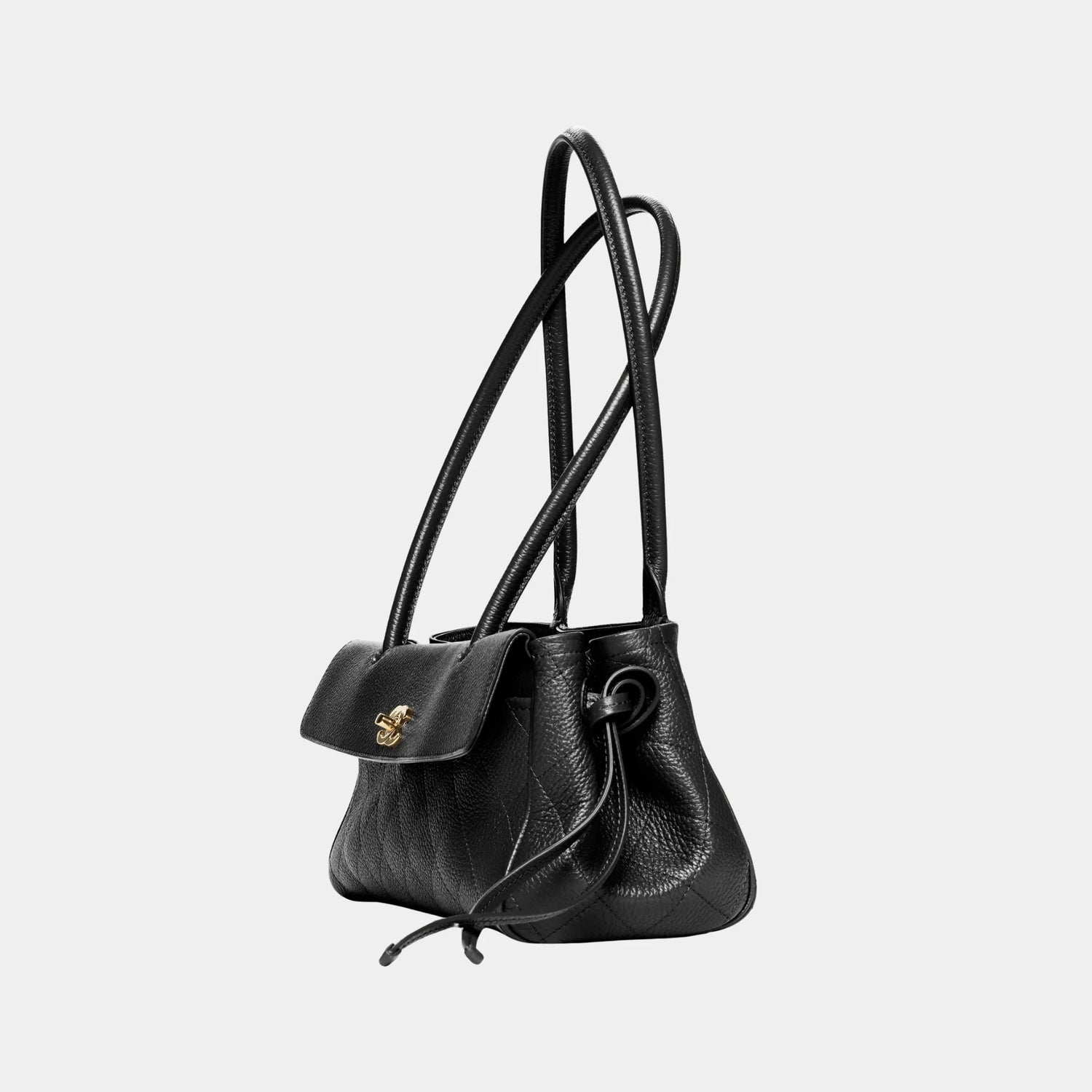 Chanel Small Tote in Grained Calfskin &amp; Gold-Tone Metal, Black, Side