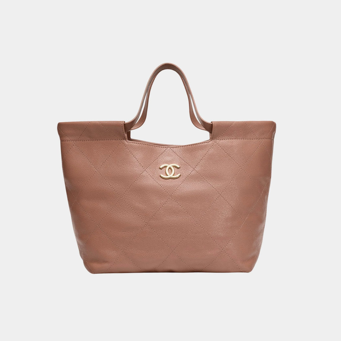 Chanel Small Tote Grained Calfskin & Gold Tone Metal Brown , Front